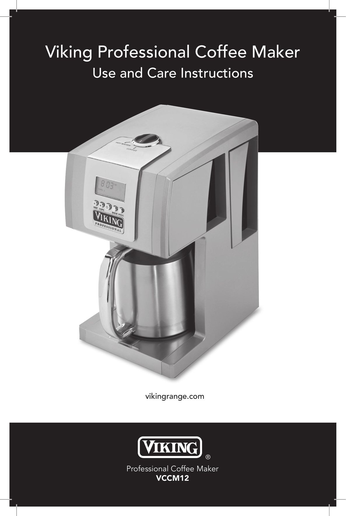 KitchenAid VCCM12 Coffeemaker User Manual