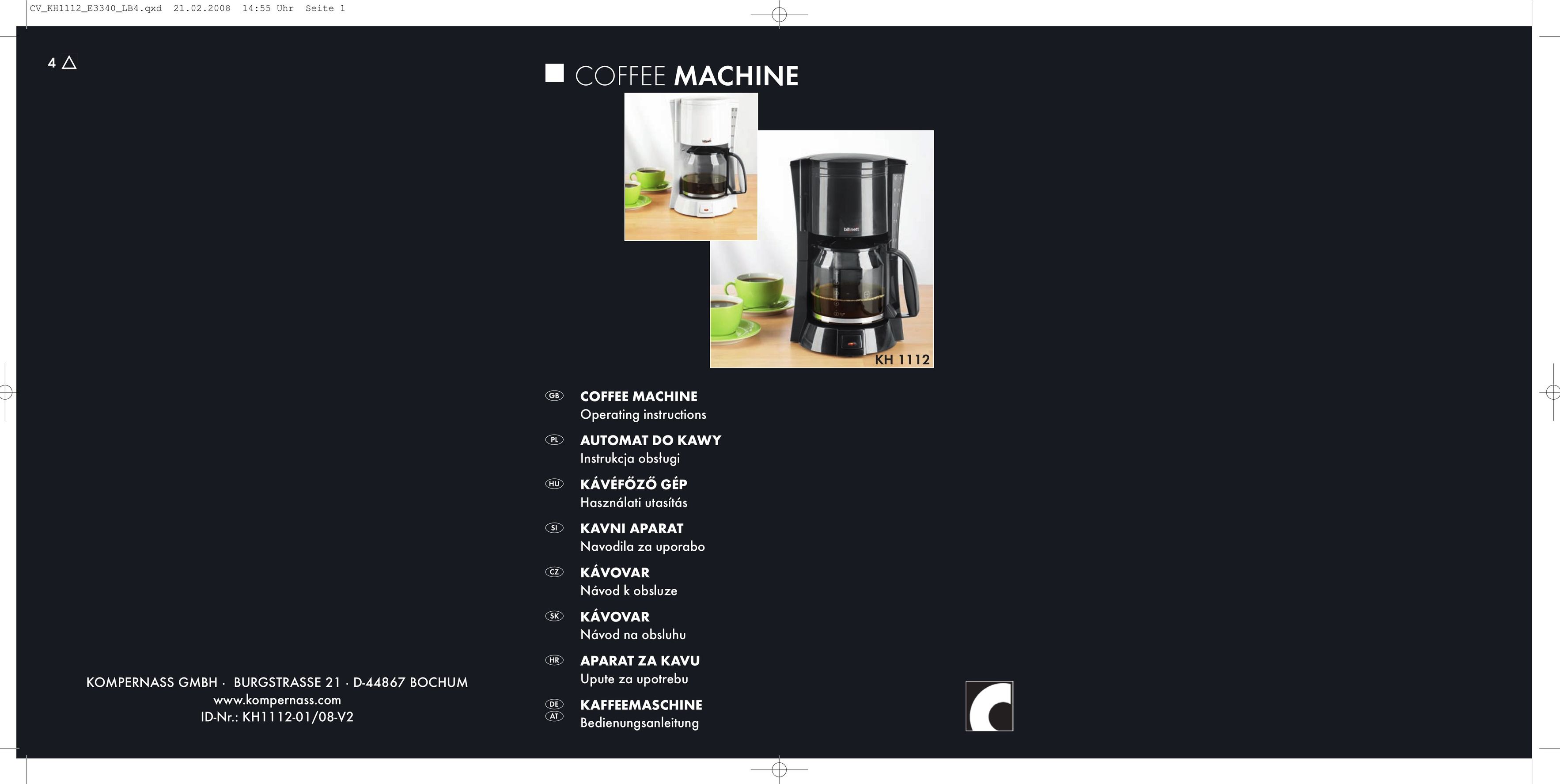 Kompernass KH 1112 Coffeemaker User Manual