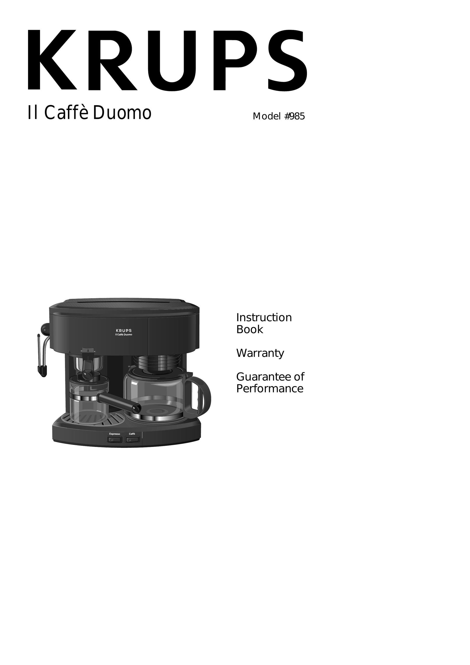 Krups Caff Duomo Coffeemaker User Manual