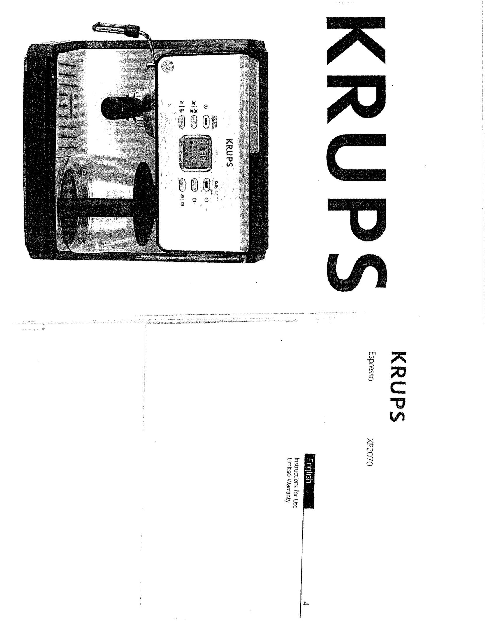 Krups XP2070 Coffeemaker User Manual