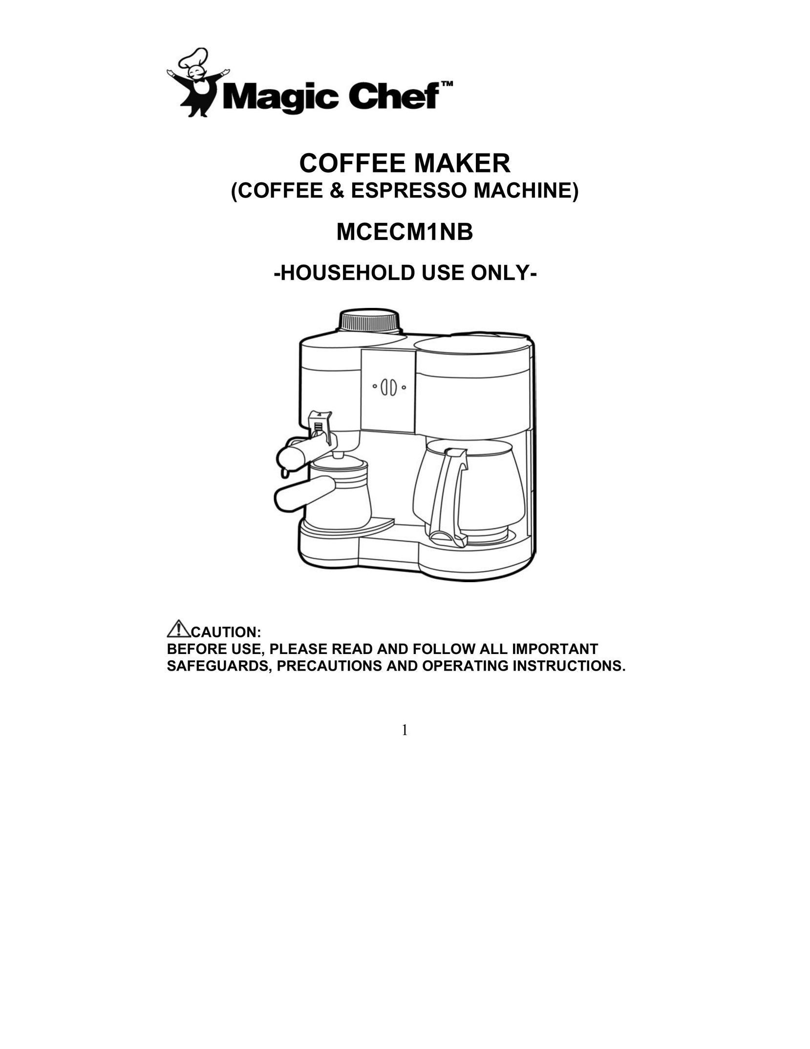 Magic Chef MCECM1NB Coffeemaker User Manual