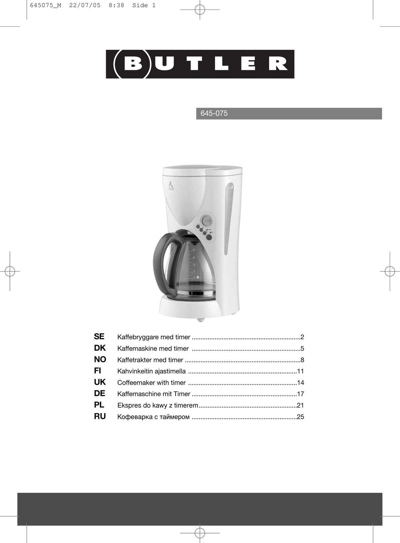 Melissa 645-075 Coffeemaker User Manual