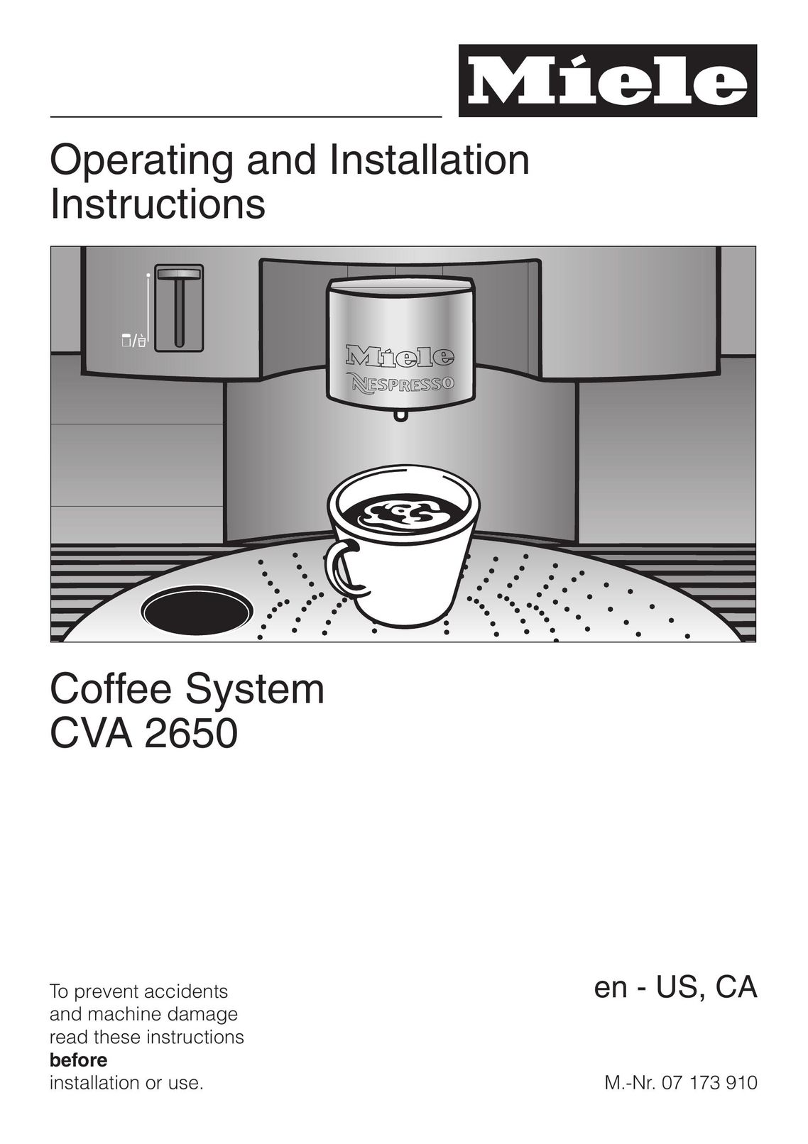 Miele CVA2660BL Coffeemaker User Manual