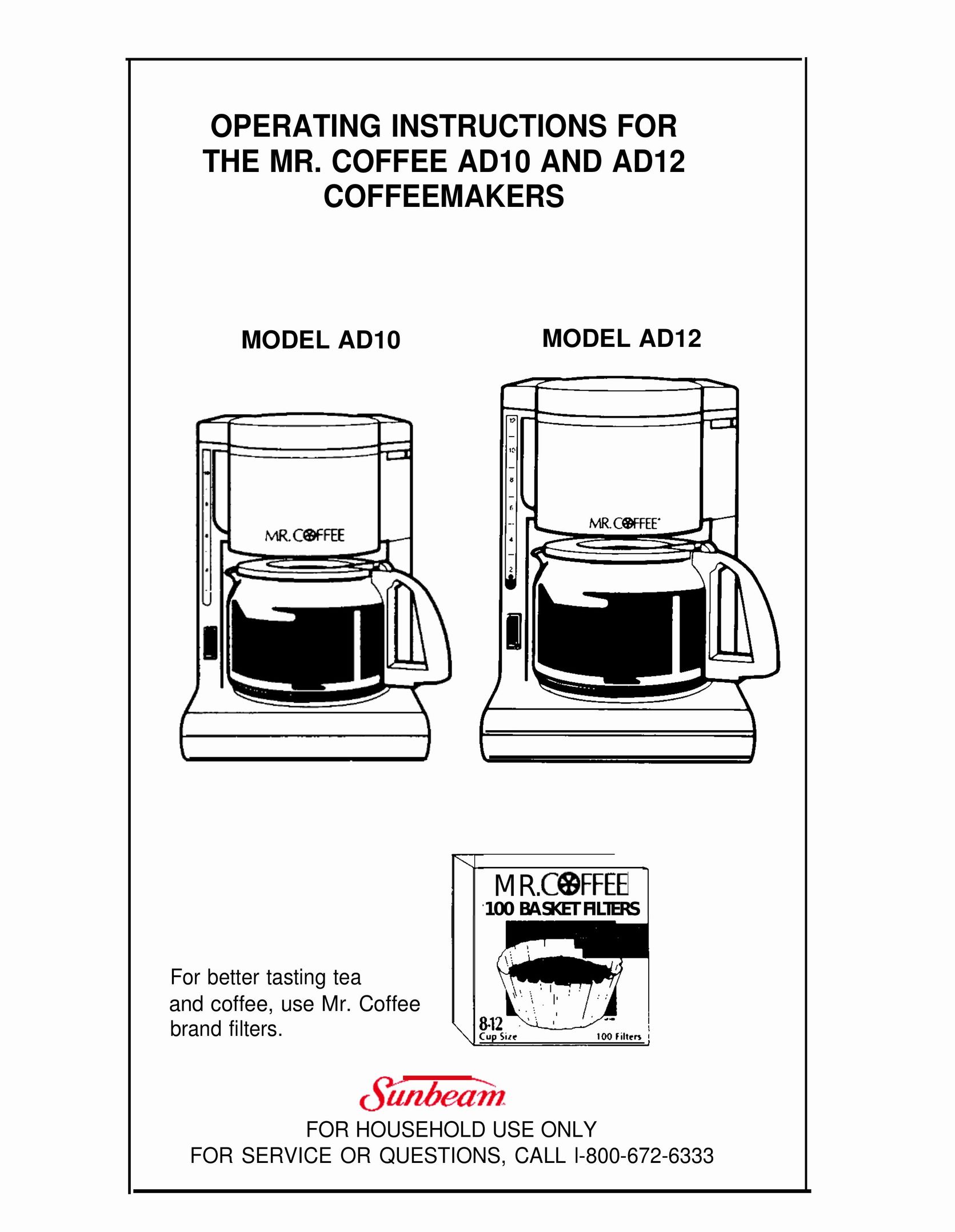 Mr. Coffee AD10 AND AD12 Coffeemaker User Manual