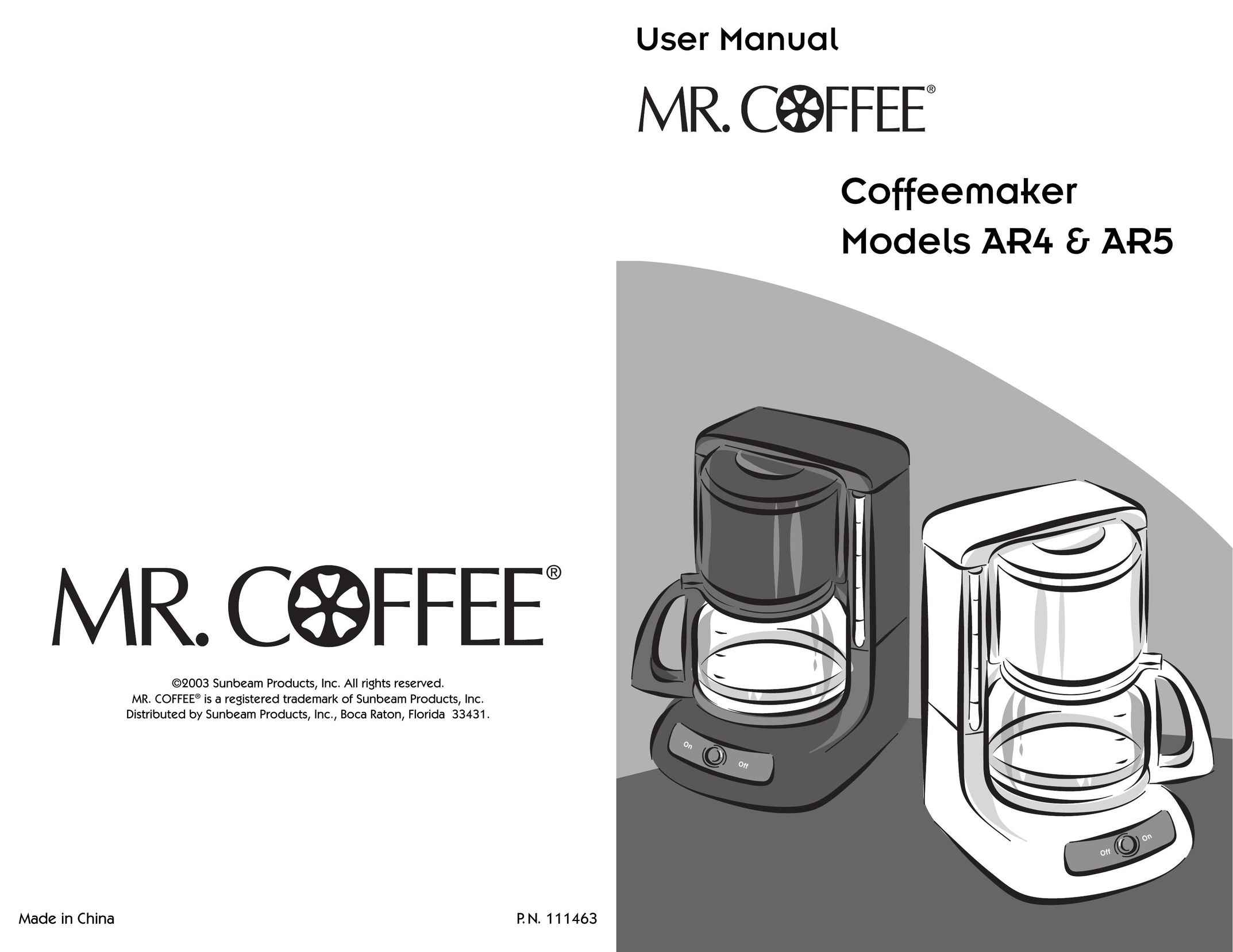 Mr. Coffee AR5 Coffeemaker User Manual