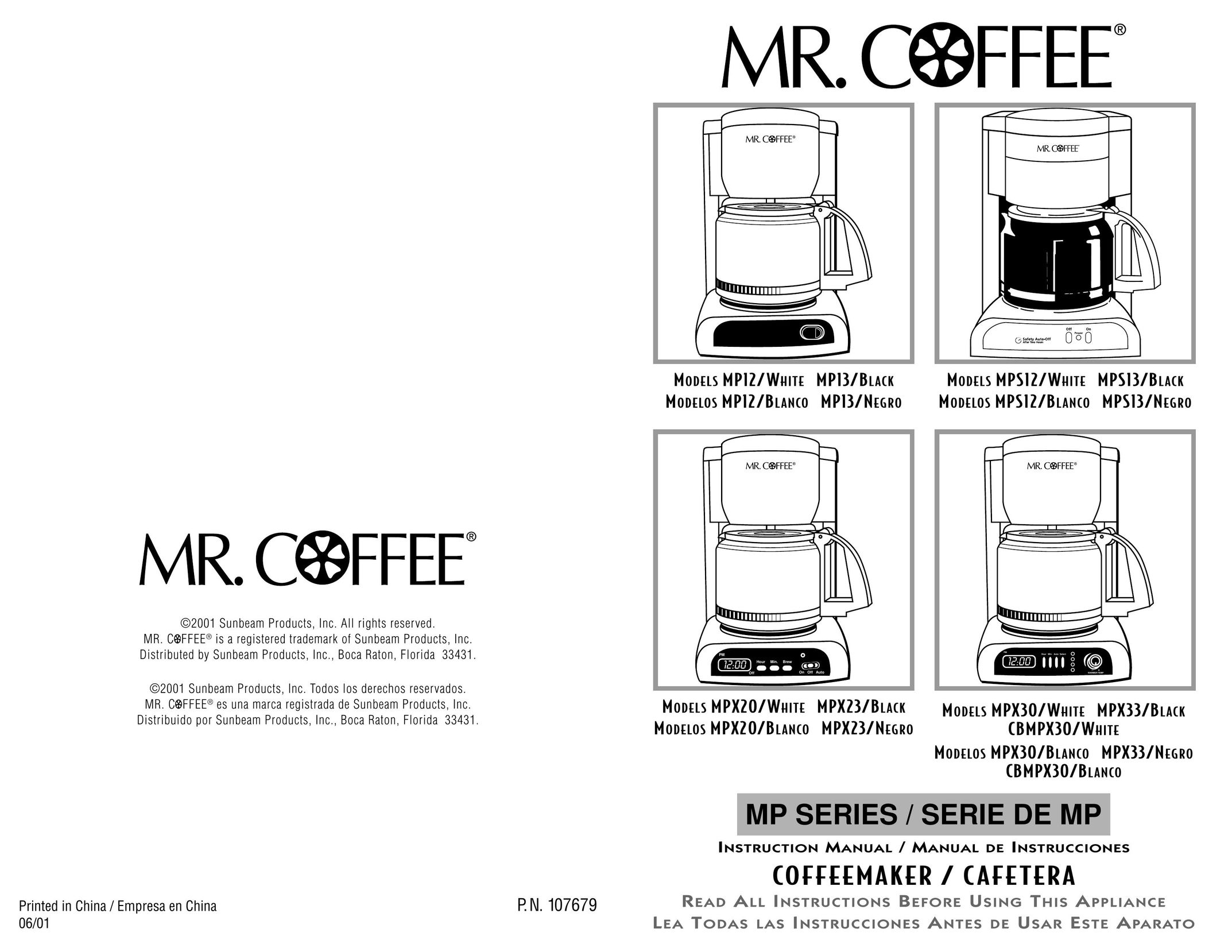 Mr. Coffee CBMPX30 Coffeemaker User Manual