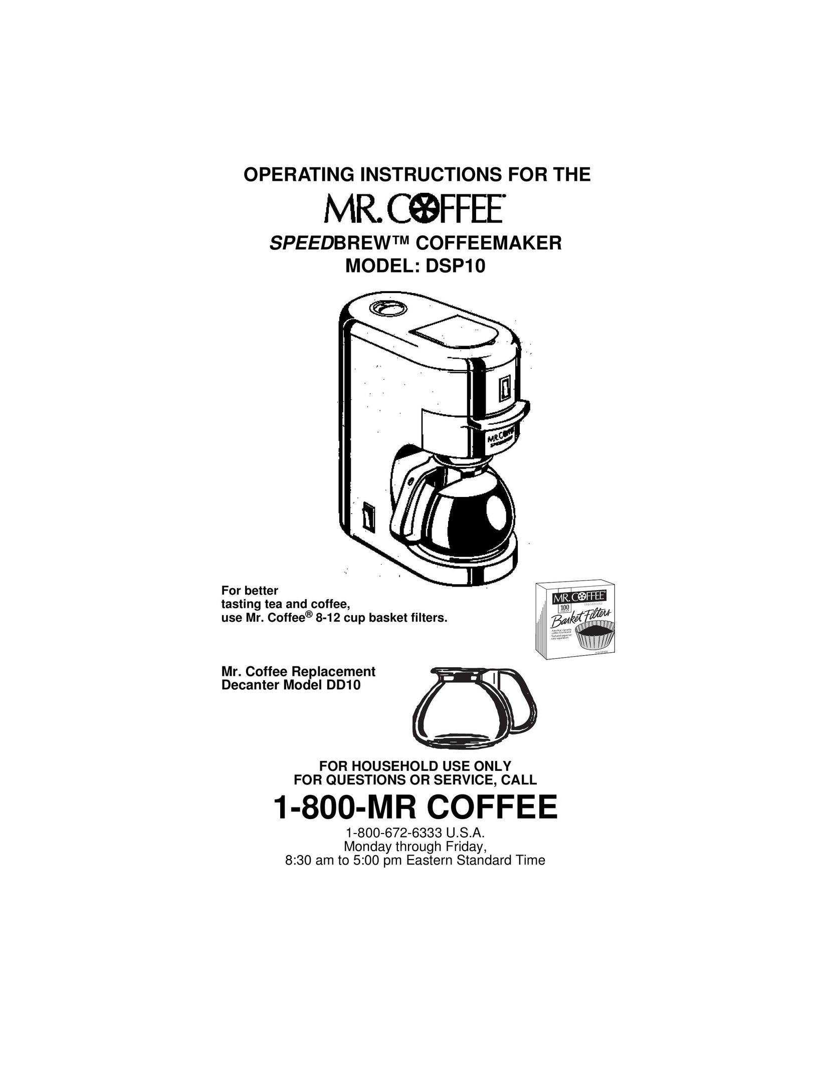 Mr. Coffee DSP10 Coffeemaker User Manual