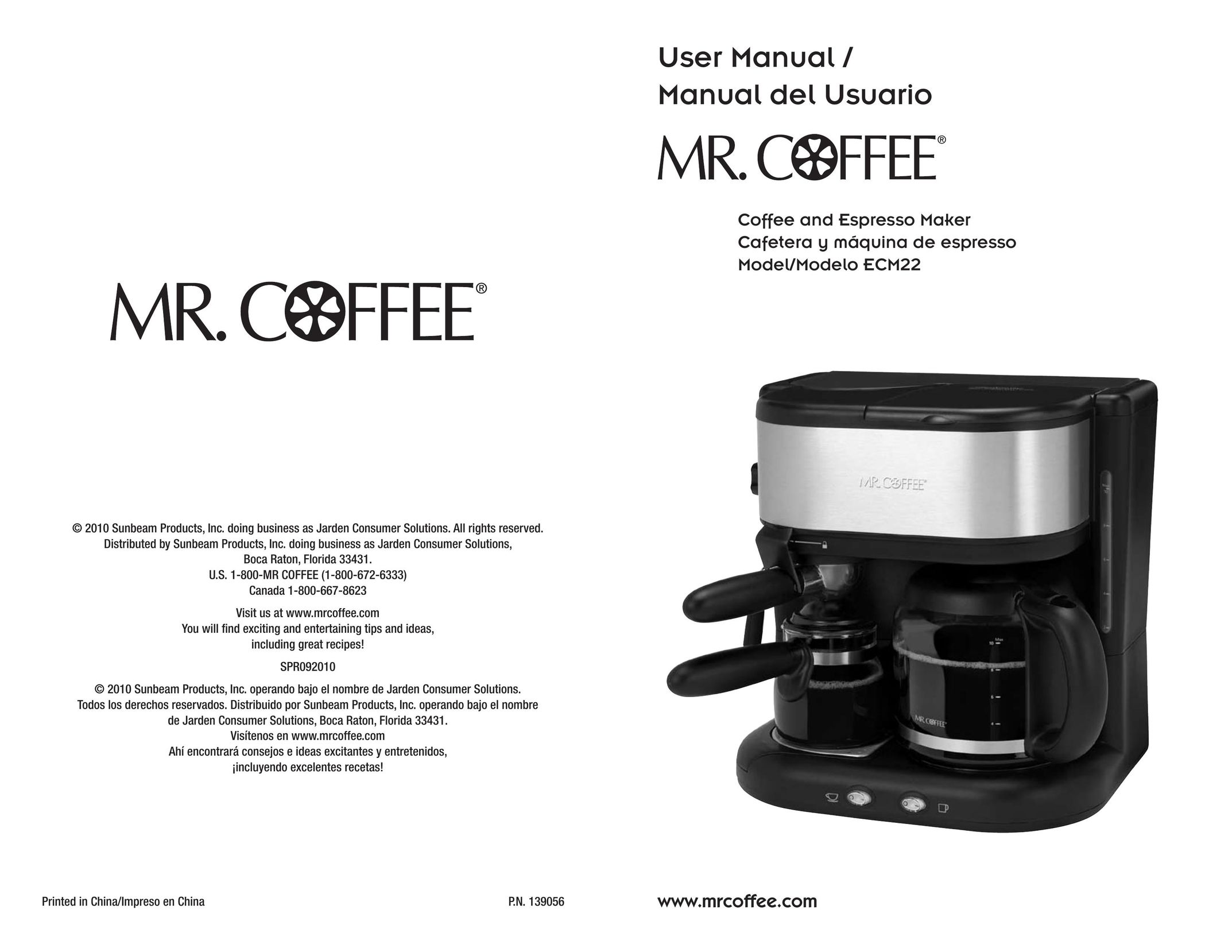 Mr. Coffee ECM22 Coffeemaker User Manual