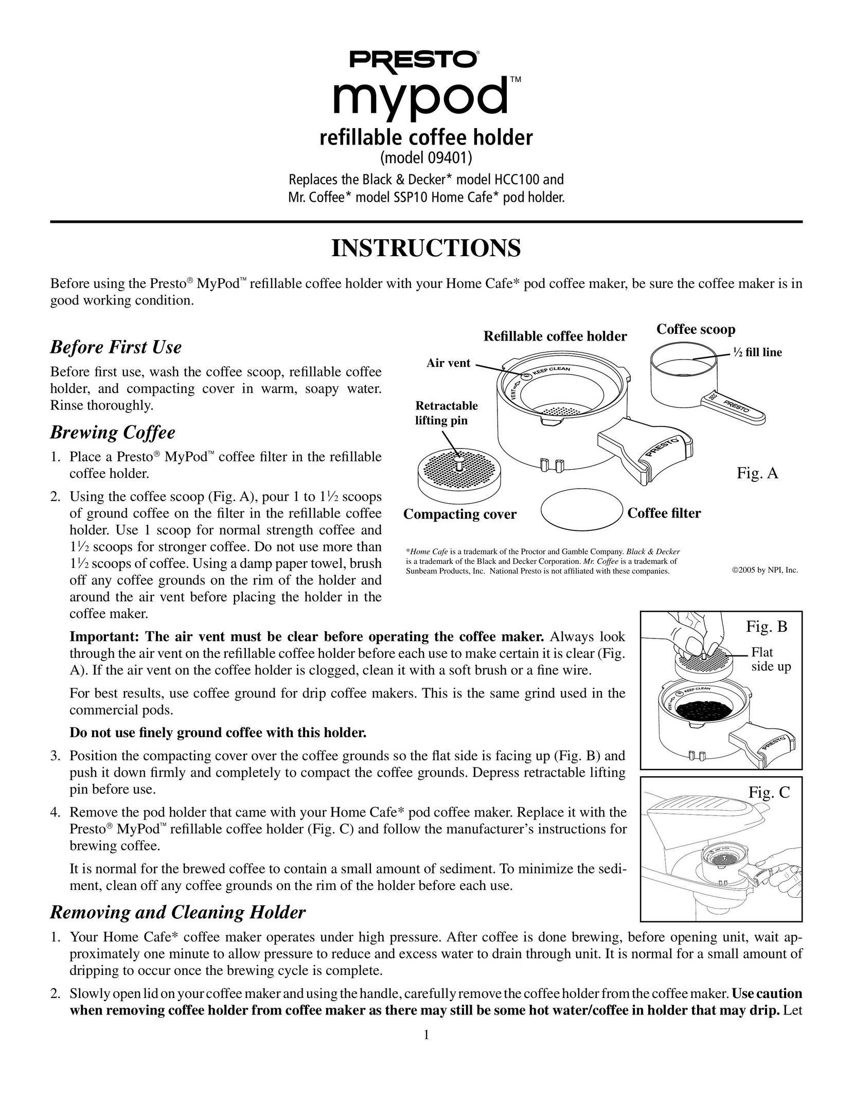 Presto 09401 Coffeemaker User Manual