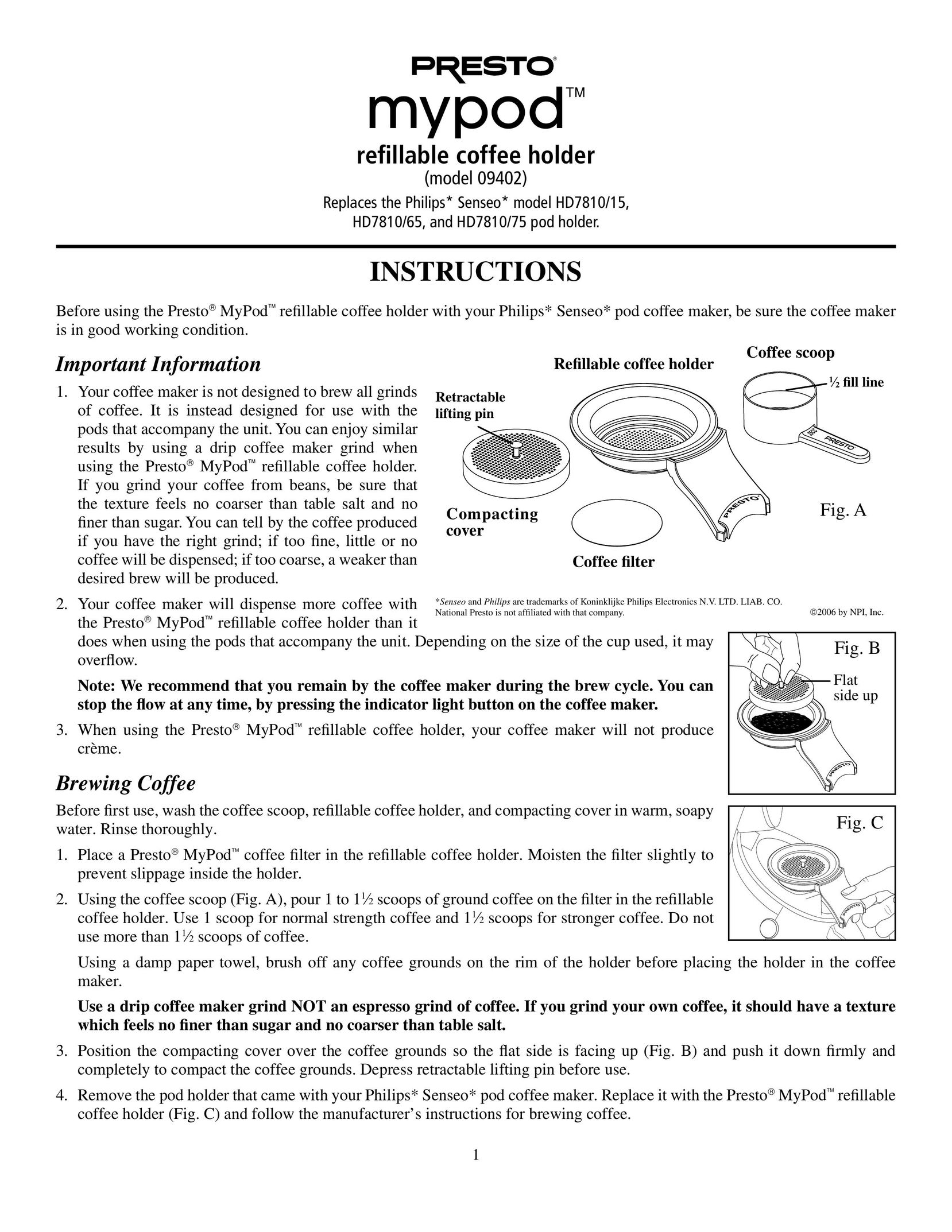 Presto 09402 Coffeemaker User Manual