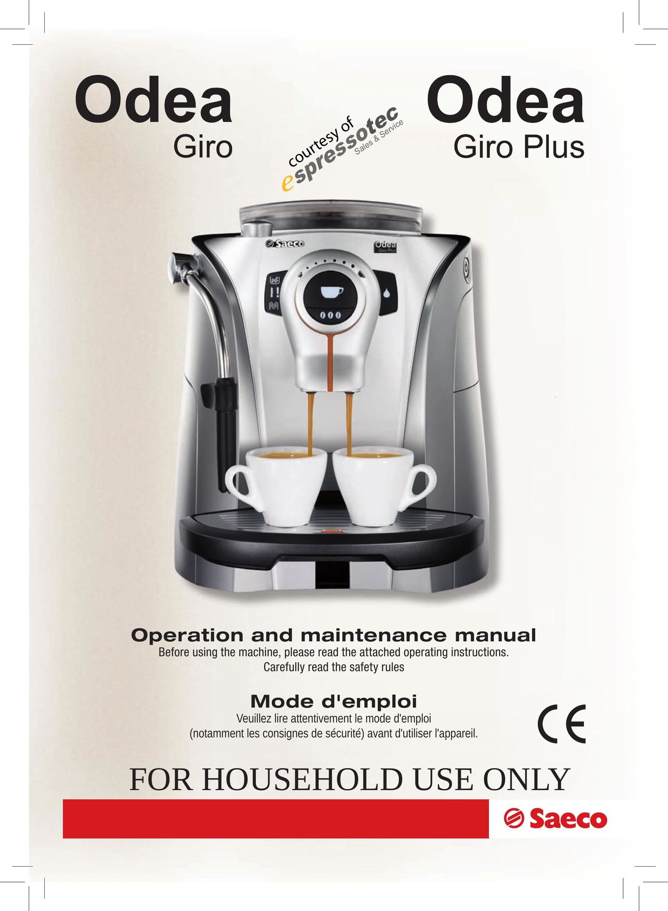 Saeco Coffee Makers Giro Plus Coffeemaker User Manual