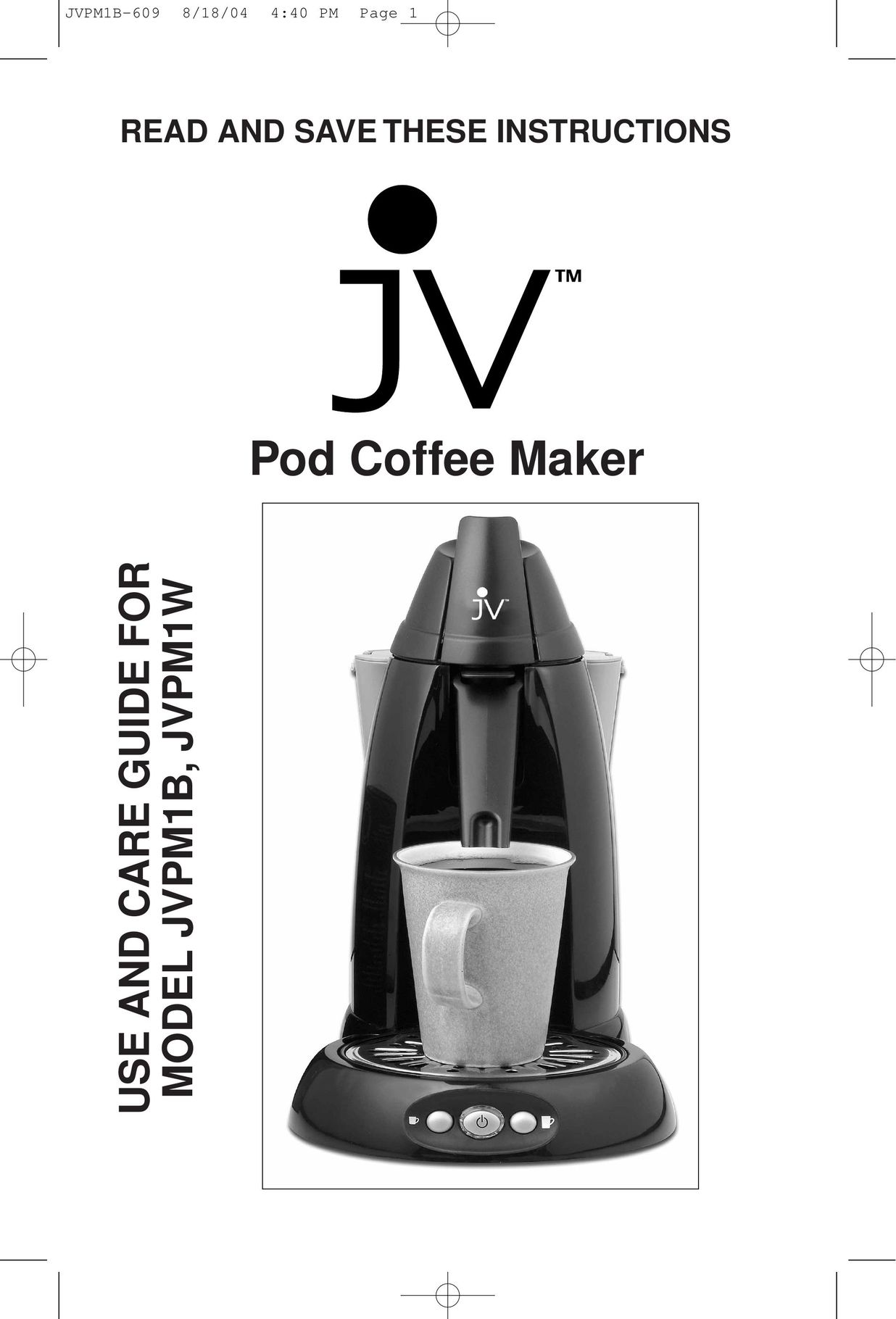 Salton JVPM1W Coffeemaker User Manual