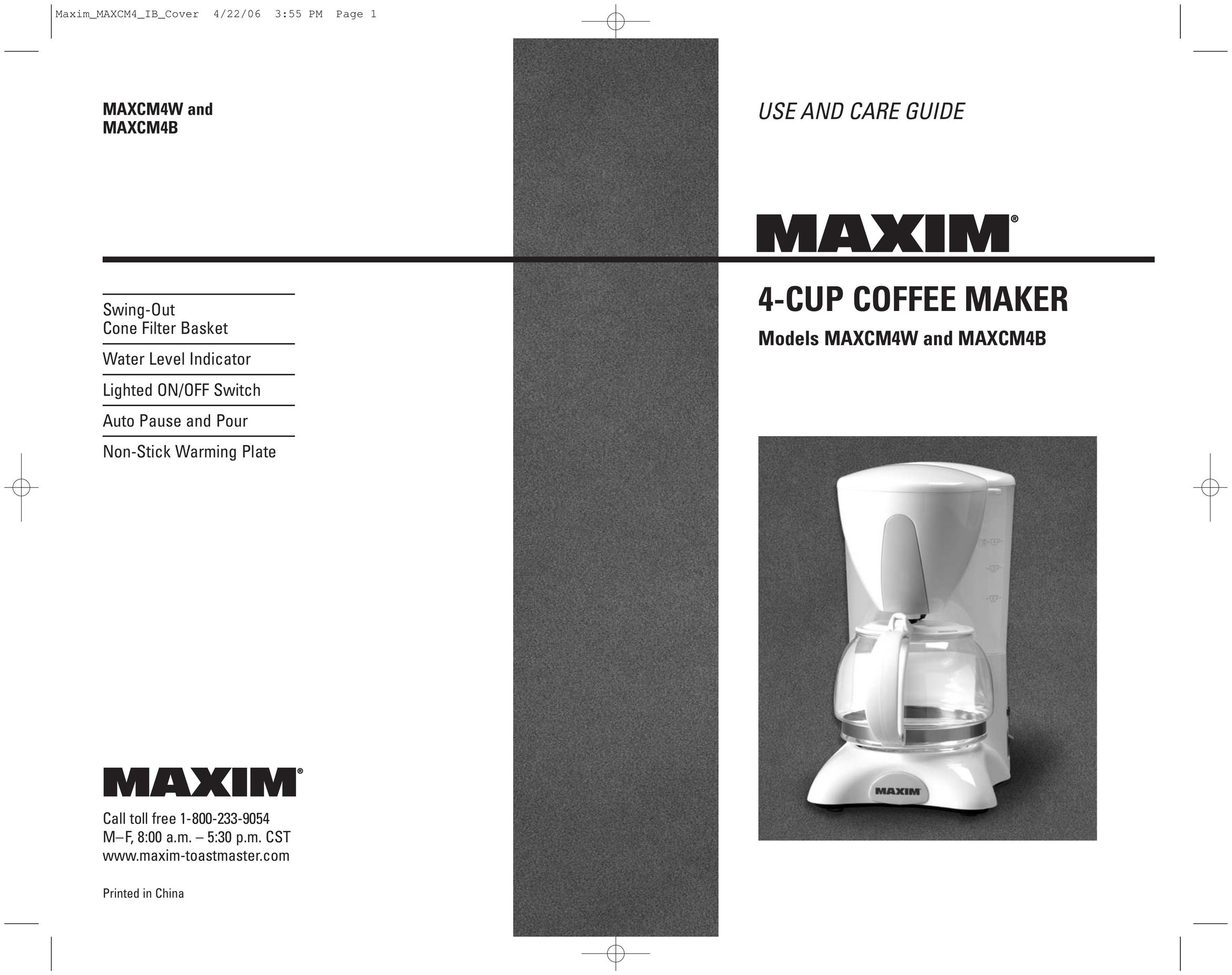 Toastmaster MAXCM4B Coffeemaker User Manual