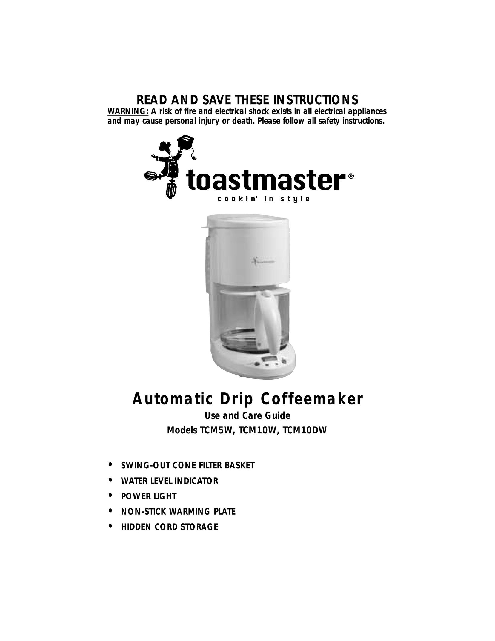 Toastmaster TCM10DW Coffeemaker User Manual