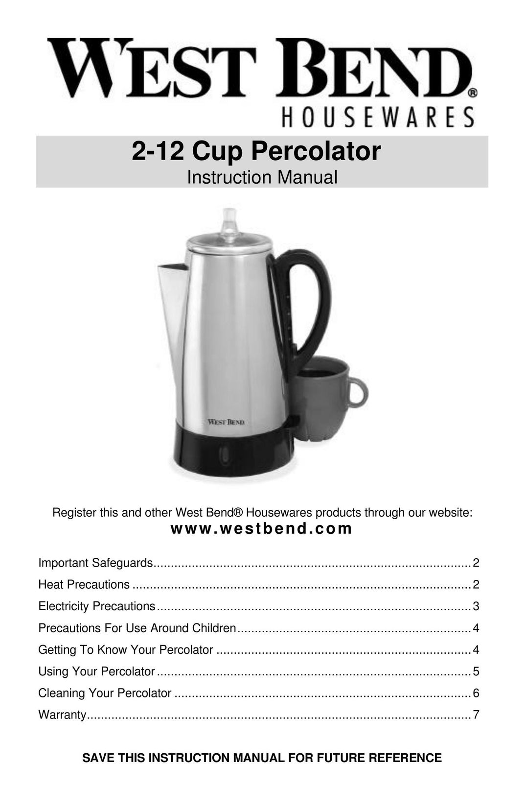 West Bend Coffeemaker Coffeemaker User Manual