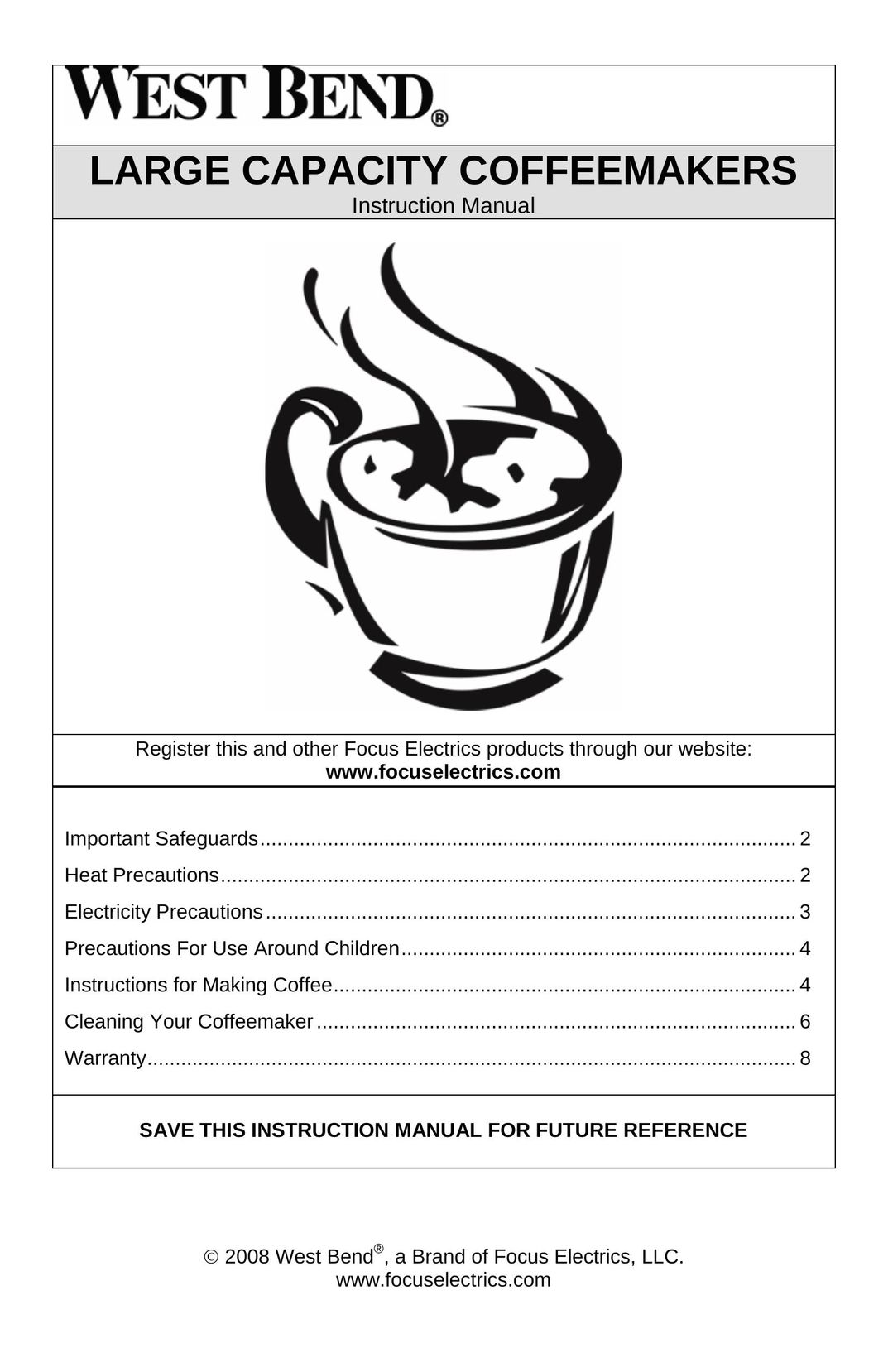 West Bend L5613B Coffeemaker User Manual