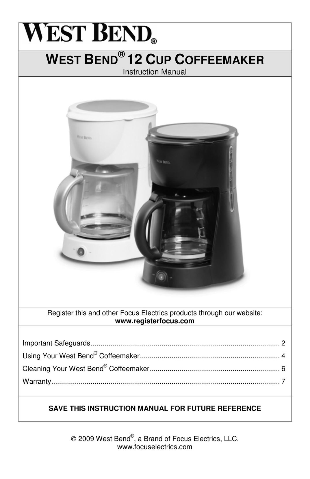West Bend L5732A Coffeemaker User Manual
