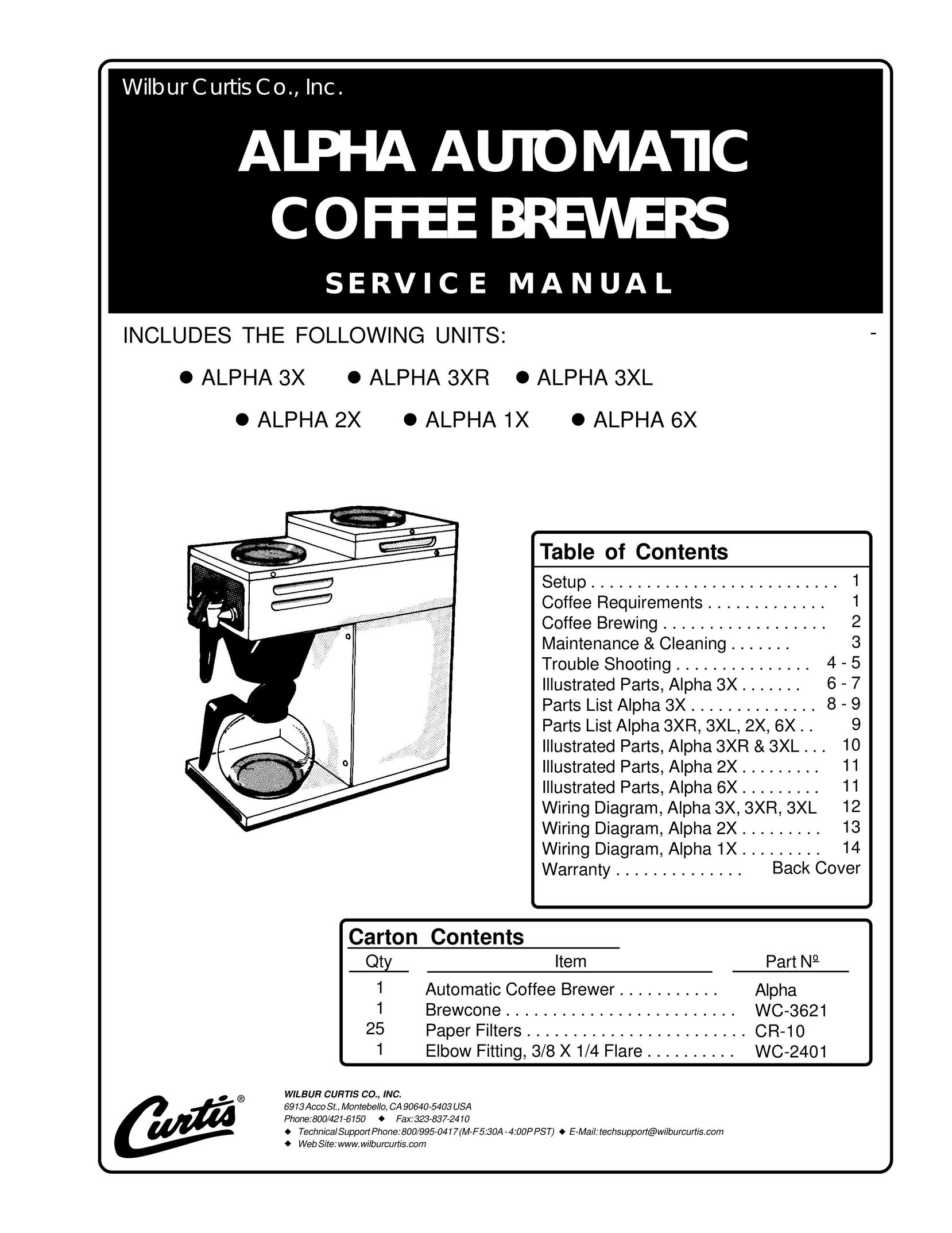 Wibur Curtis Company ALPHA 1X Coffeemaker User Manual