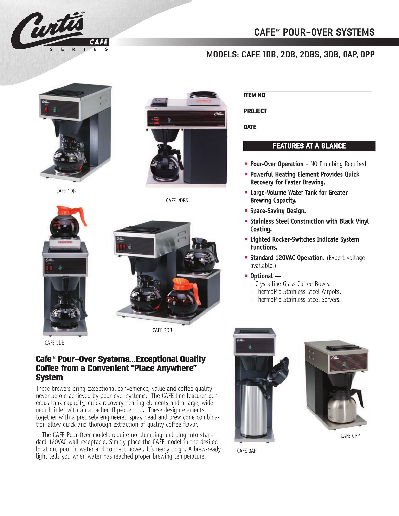 Wibur Curtis Company CAFE 3DB Coffeemaker User Manual