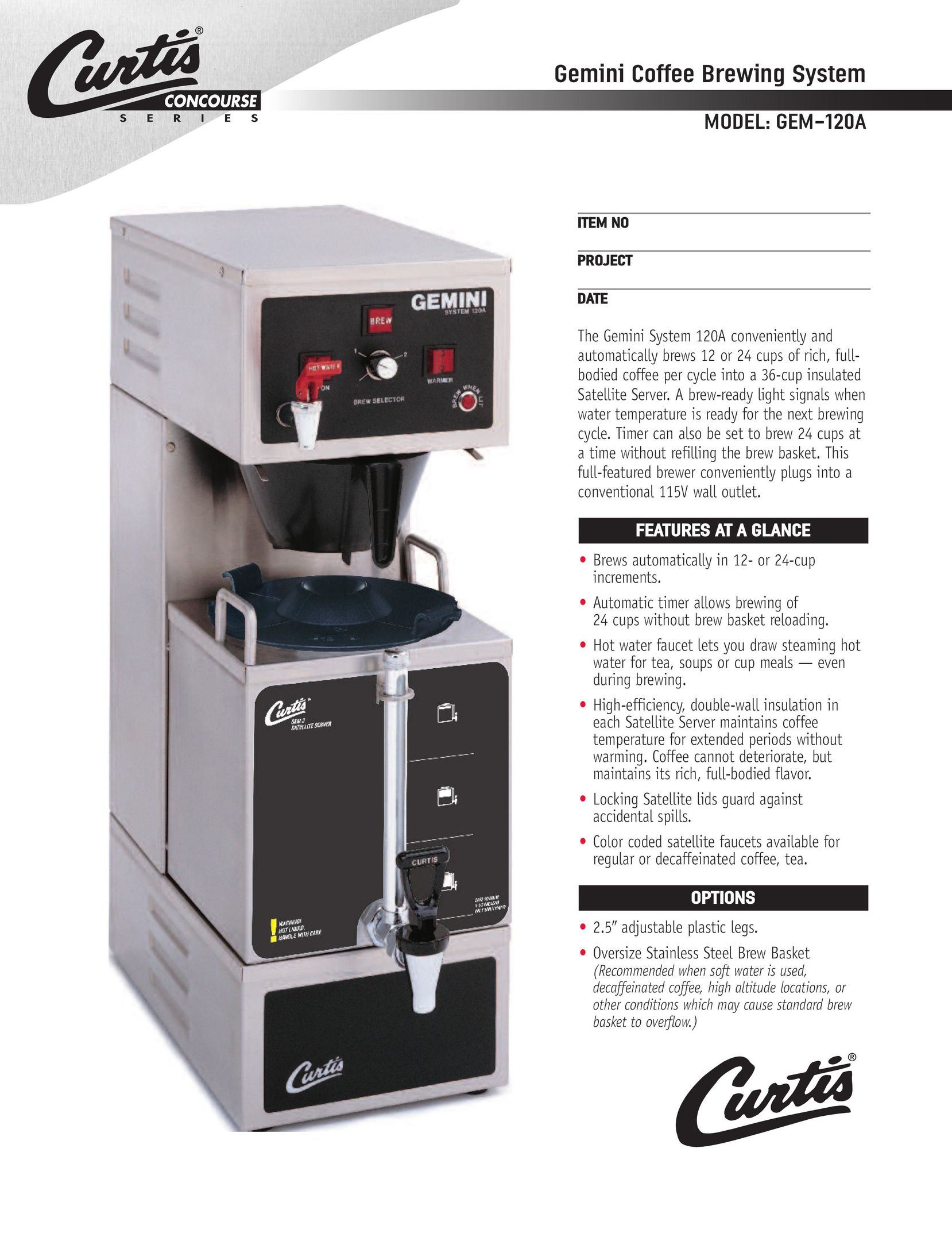 Wibur Curtis Company GEM-120A Coffeemaker User Manual