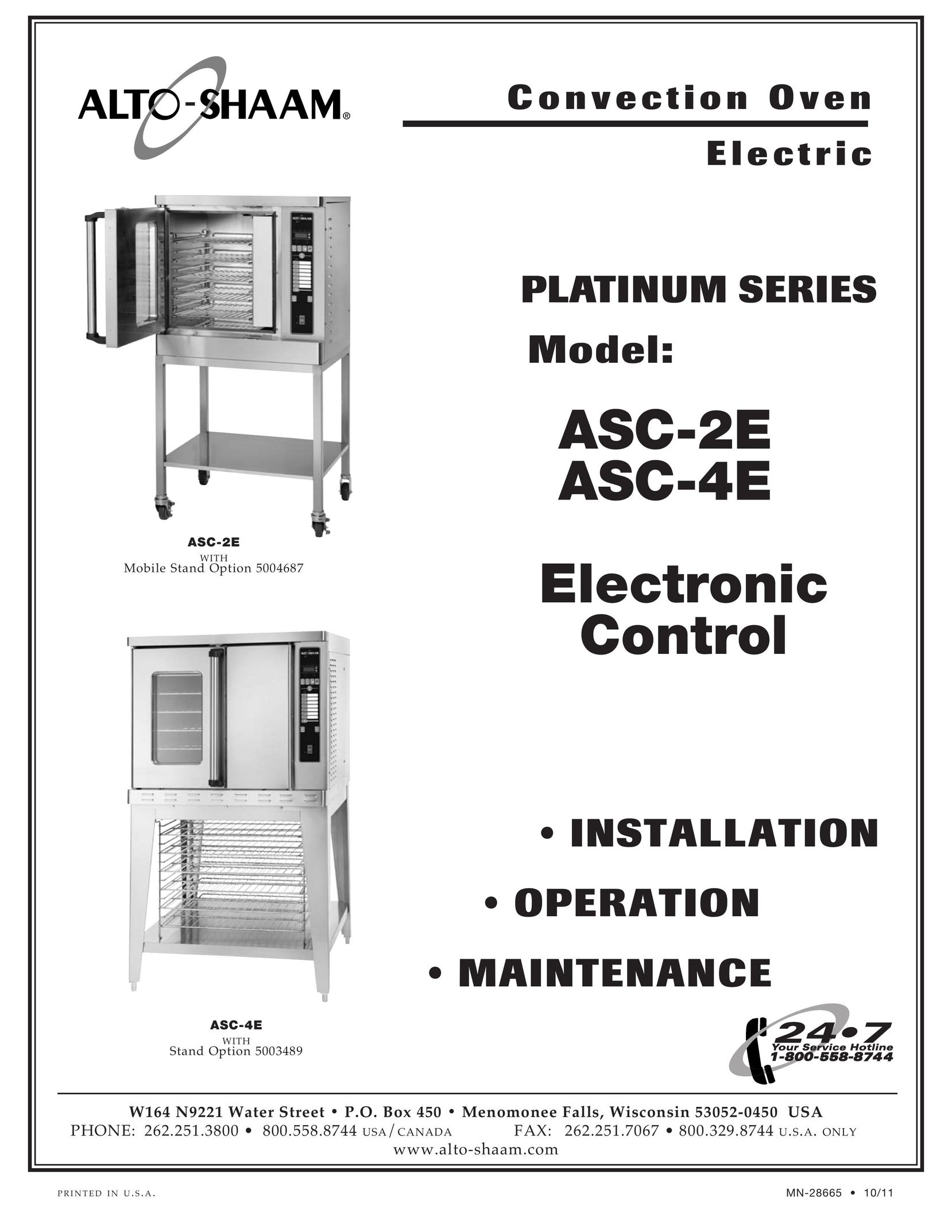 Alto-Shaam ASC-2E Convection Oven User Manual