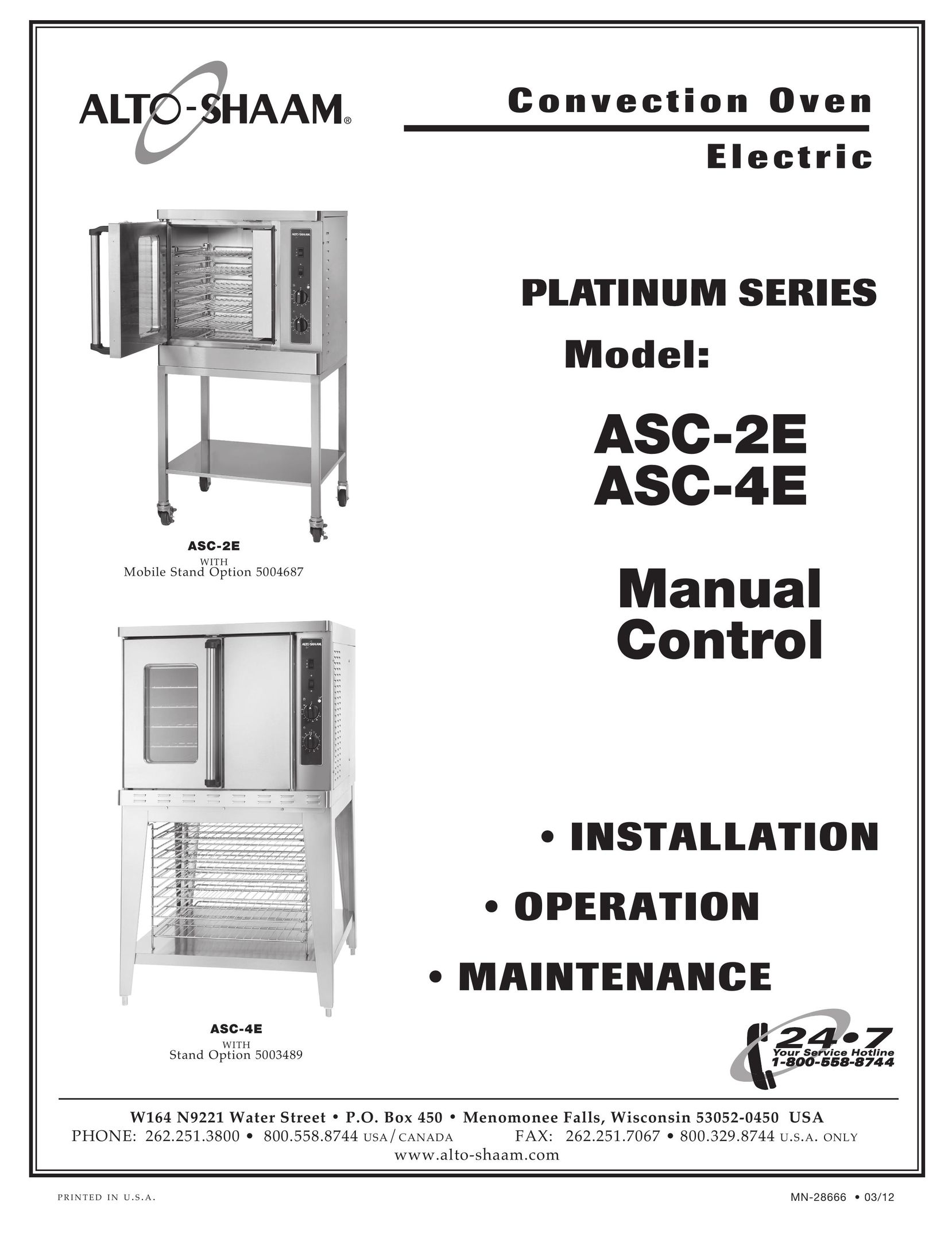 Alto-Shaam ASC-2E Convection Oven User Manual
