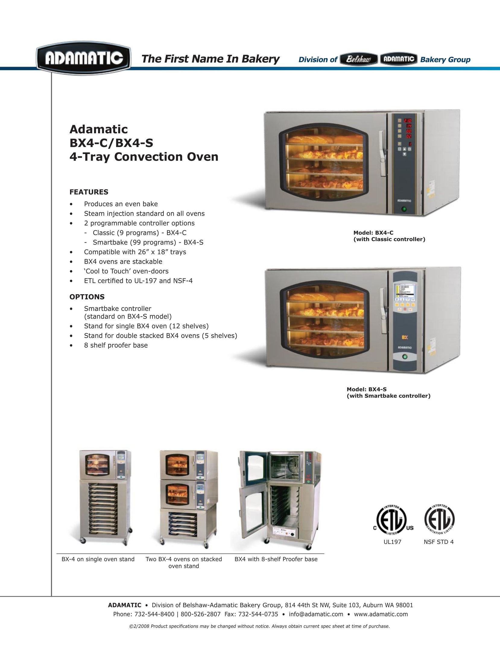 Belshaw Brothers BX4-C Convection Oven User Manual