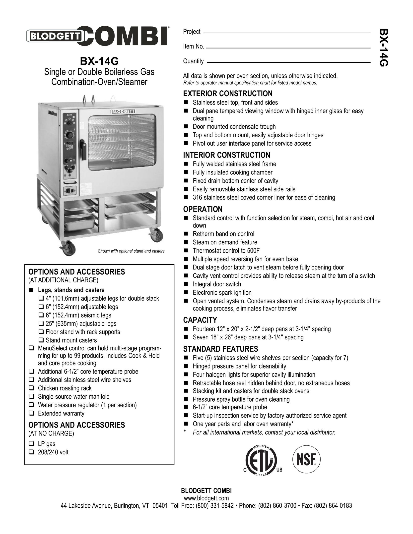 Blodgett BC-14G Convection Oven User Manual