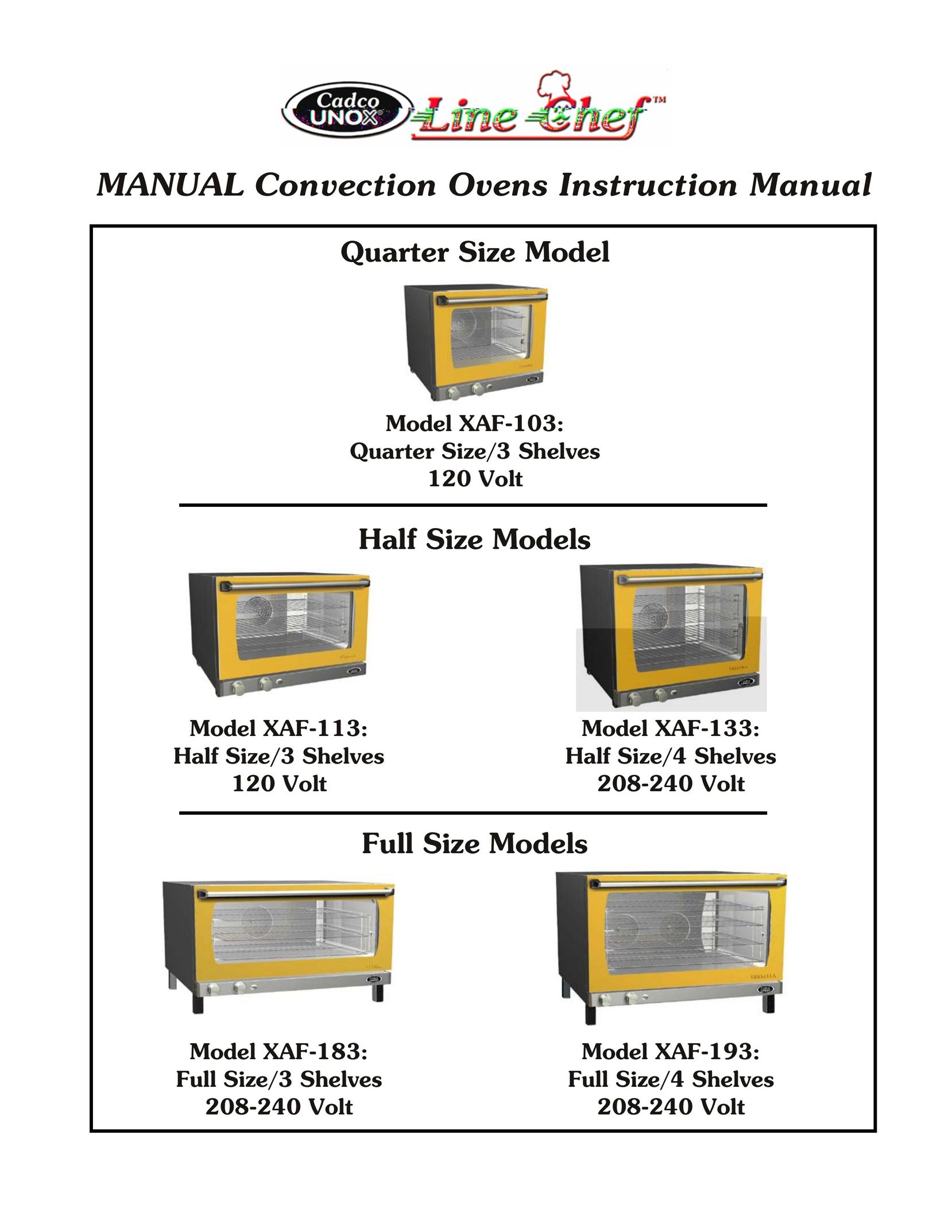 Cadco XAF-193 Convection Oven User Manual