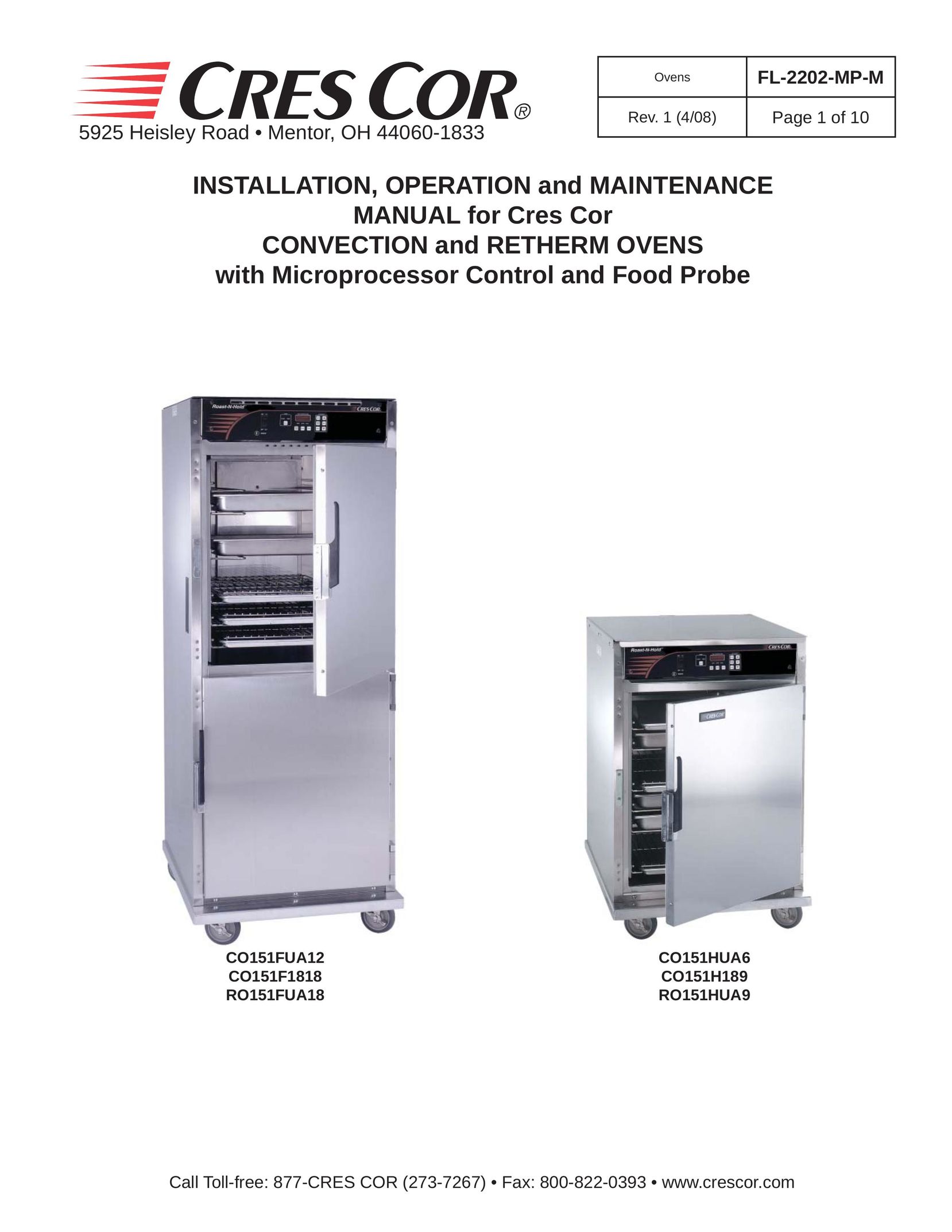 Cres Cor CO151F1818 Convection Oven User Manual