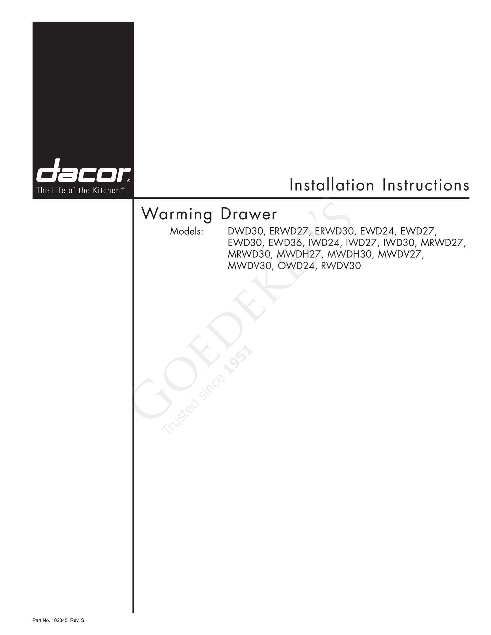 Dacor ERWD30 Convection Oven User Manual