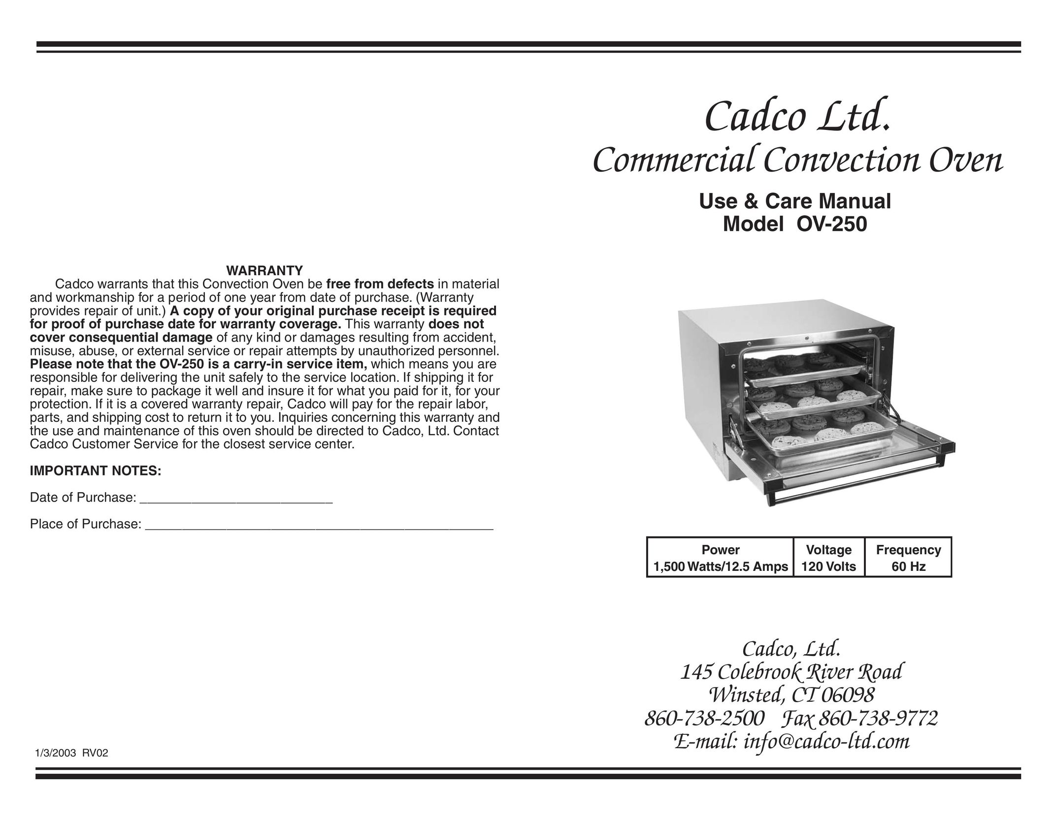 Fisher & Paykel OV-250 Convection Oven User Manual