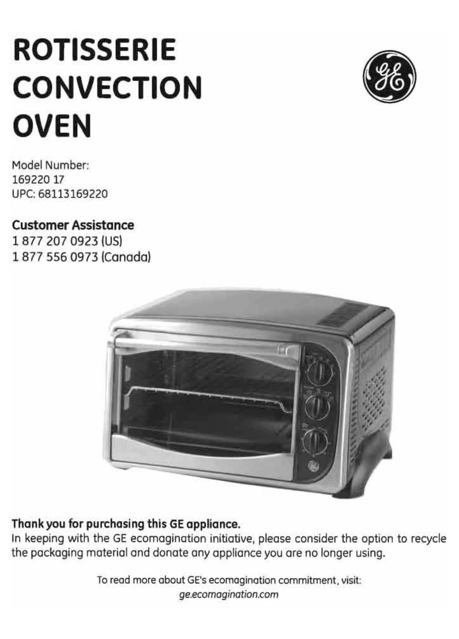 GE 169220 Convection Oven User Manual