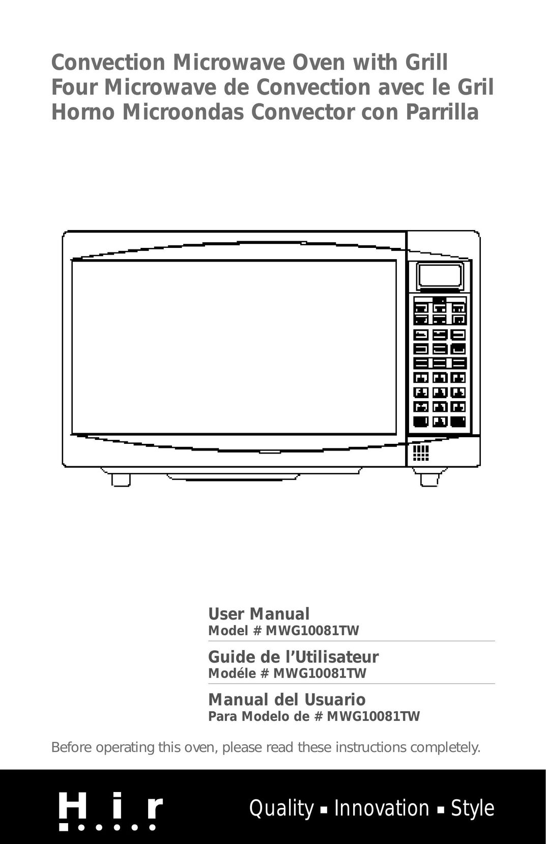 Haier MWG10081TW Convection Oven User Manual