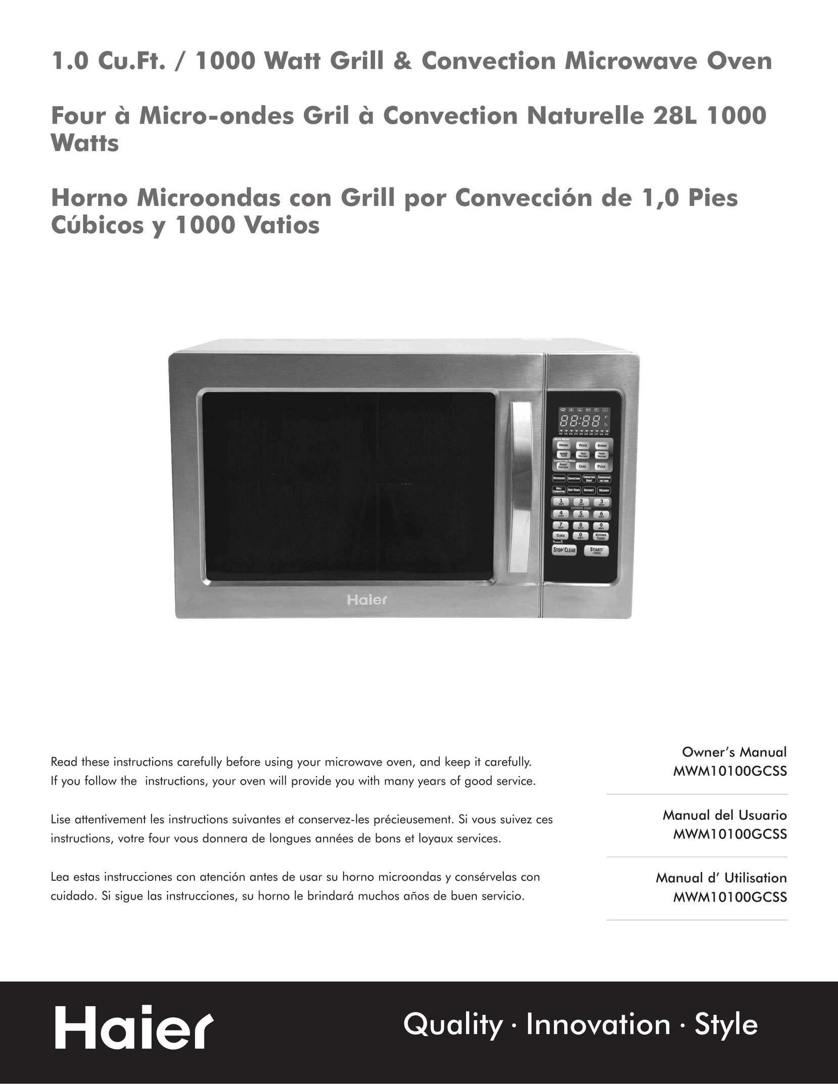 Haier MWM10100GCSS Convection Oven User Manual