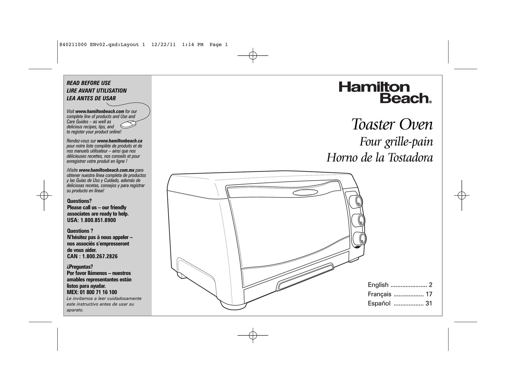 Hamilton Beach 31331 Convection Oven User Manual