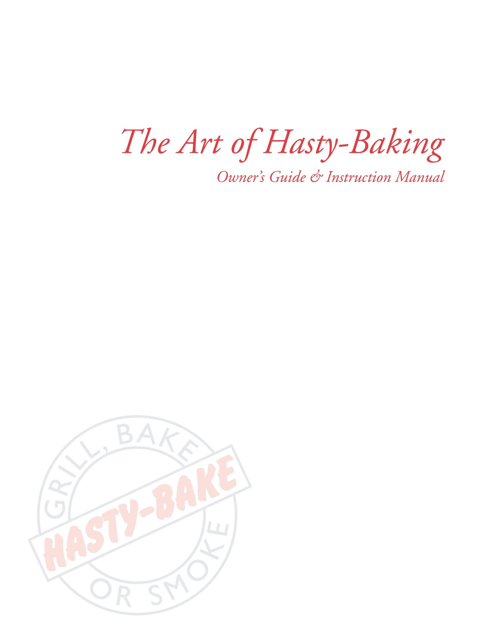 Hasty-Bake Gourmet Convection Oven User Manual