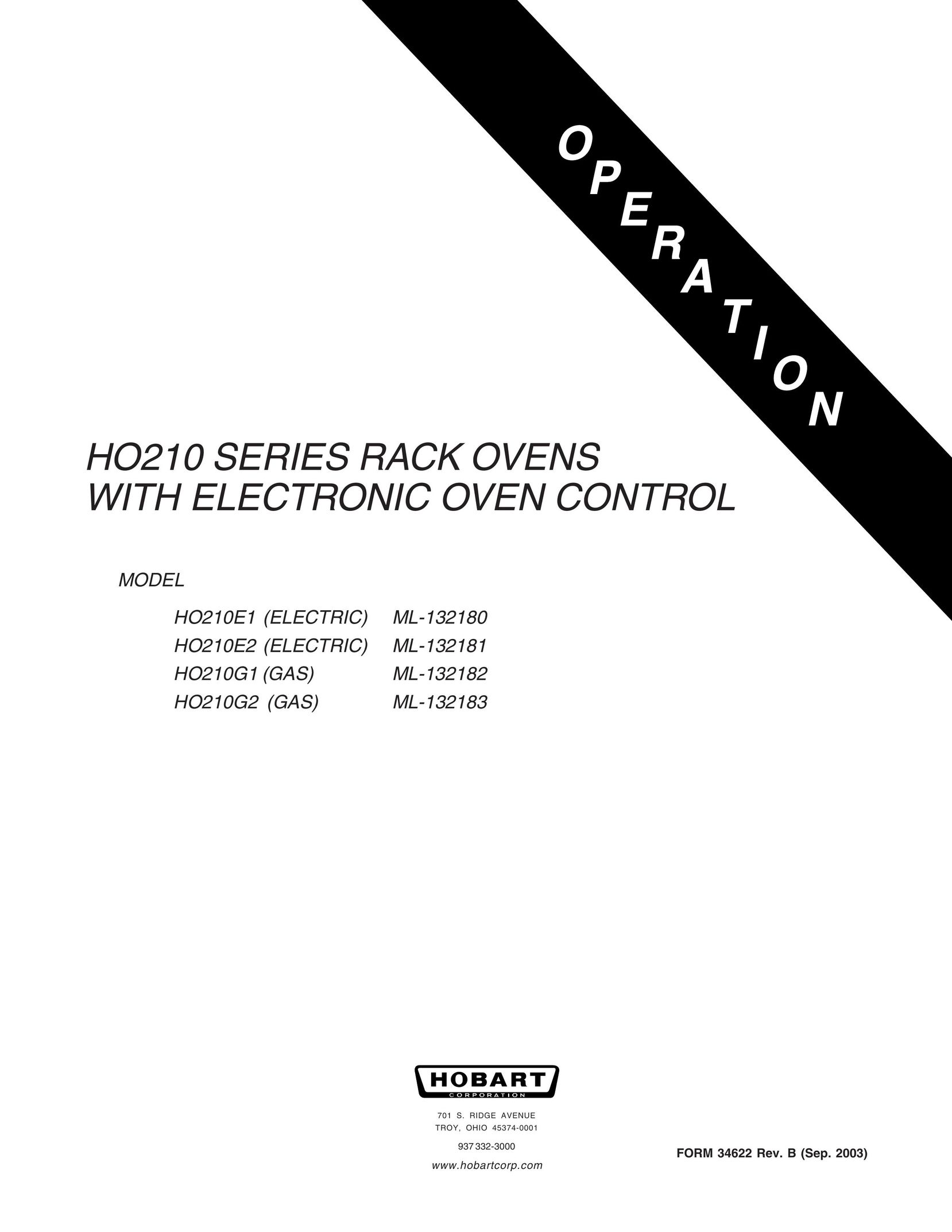 Hobart H0210E1 Convection Oven User Manual