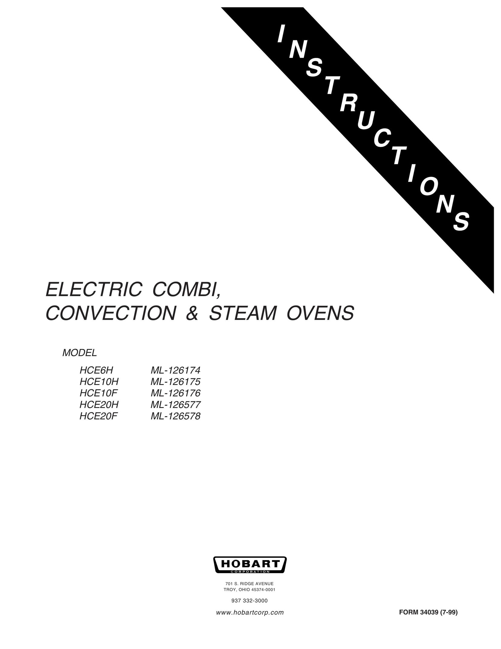Hobart HCE20F ML-126578 Convection Oven User Manual