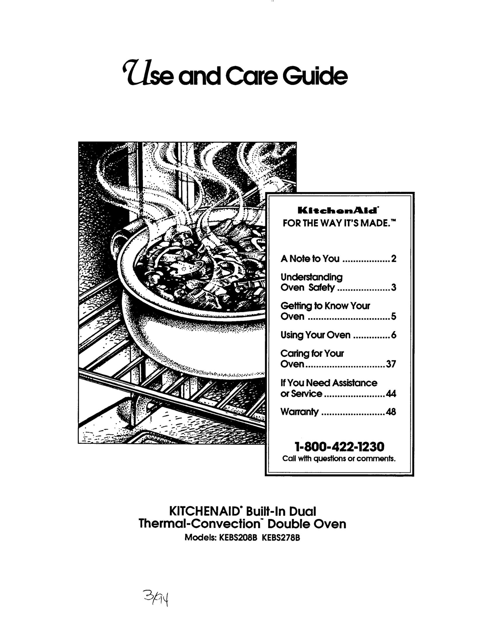 KitchenAid KEBS208B Convection Oven User Manual