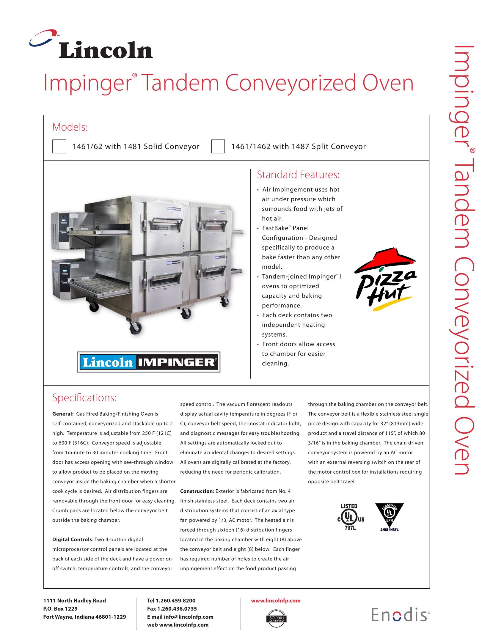 Lincoln 1461/1462 Convection Oven User Manual