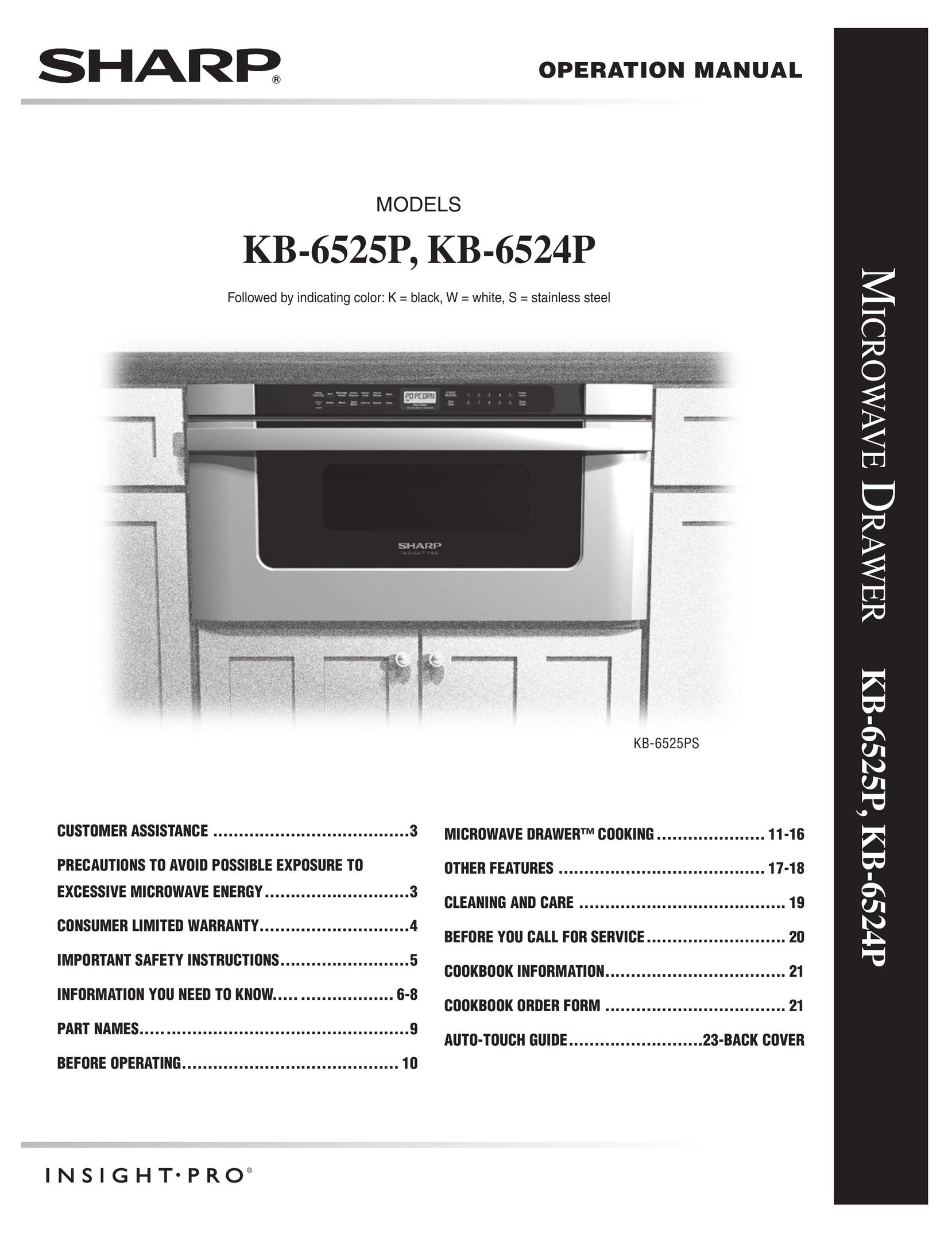Sharp KB6525PKRB Convection Oven User Manual