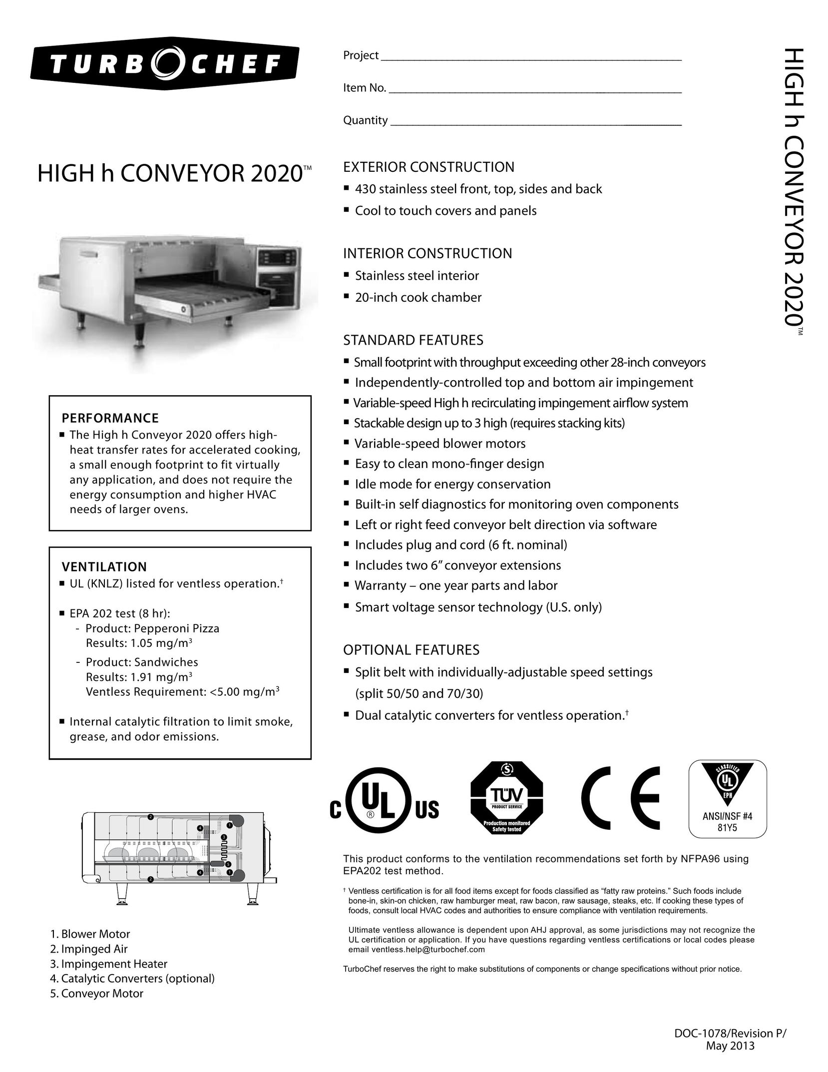 Turbo Chef Technologies 2020 Convection Oven User Manual