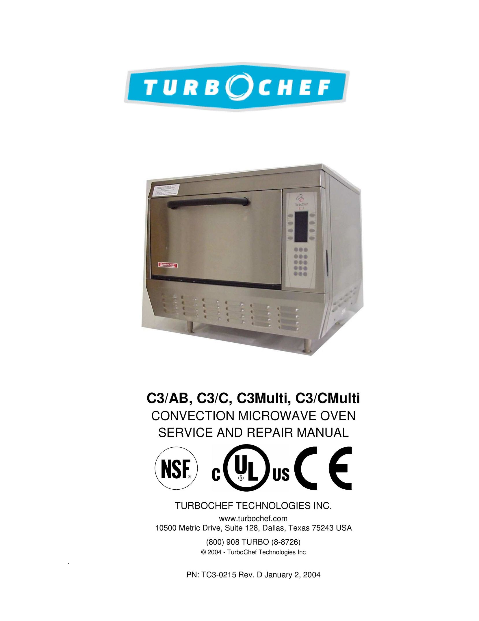 Turbo Chef Technologies C3/AB Convection Oven User Manual