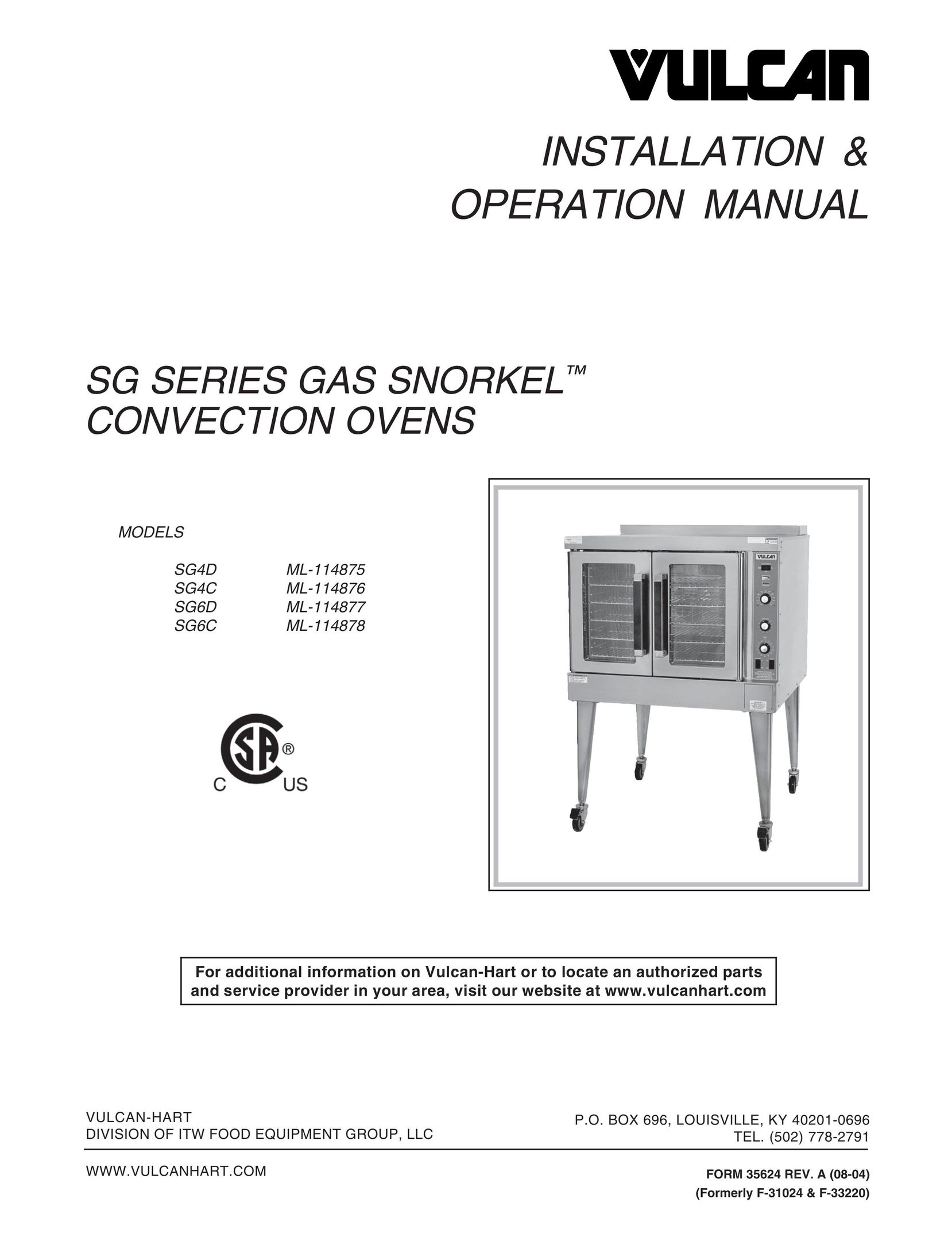Vulcan-Hart SG4C ML-114876 Convection Oven User Manual