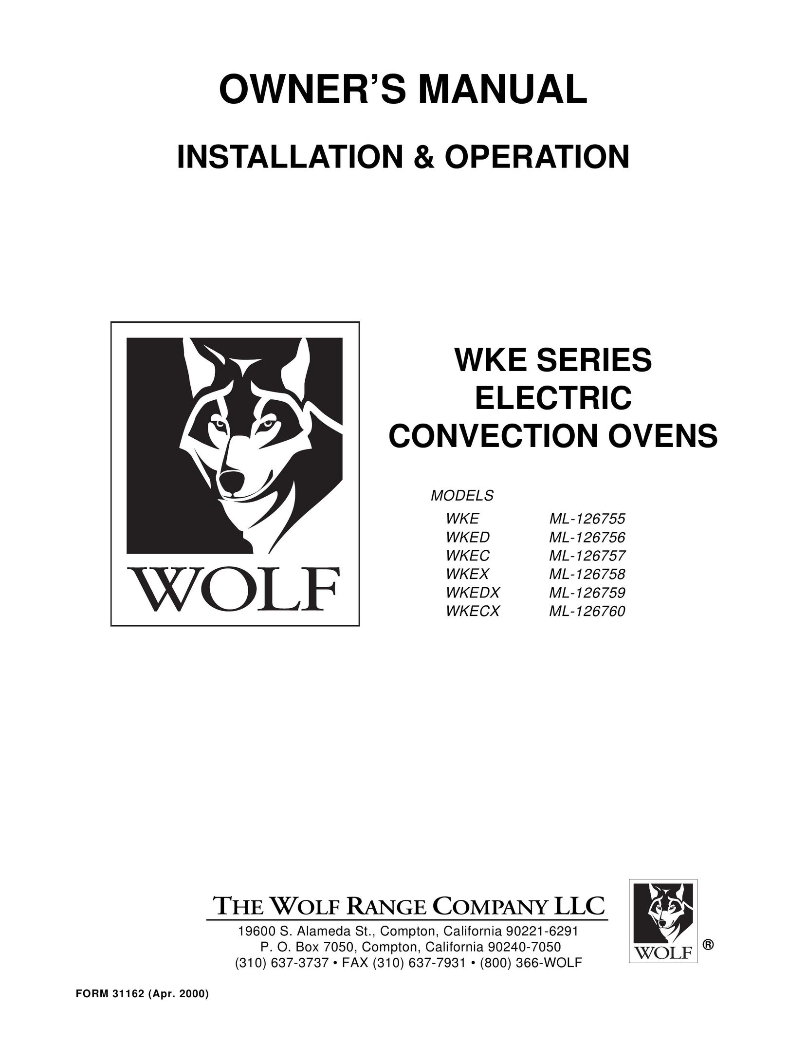 Wolf WKECX ML-126760 Convection Oven User Manual