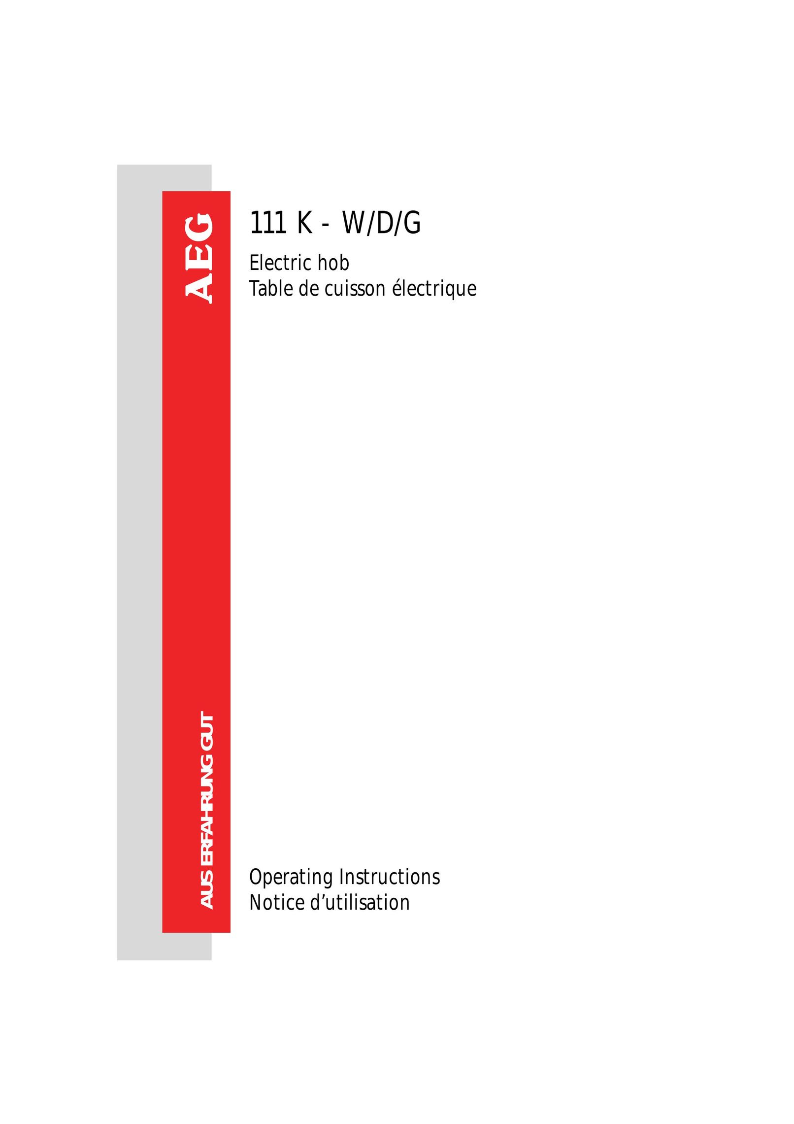 AEG 111 K - W/D/G Cooktop User Manual