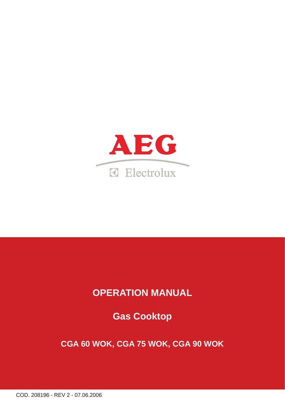 AEG CGA 60 WOK Cooktop User Manual