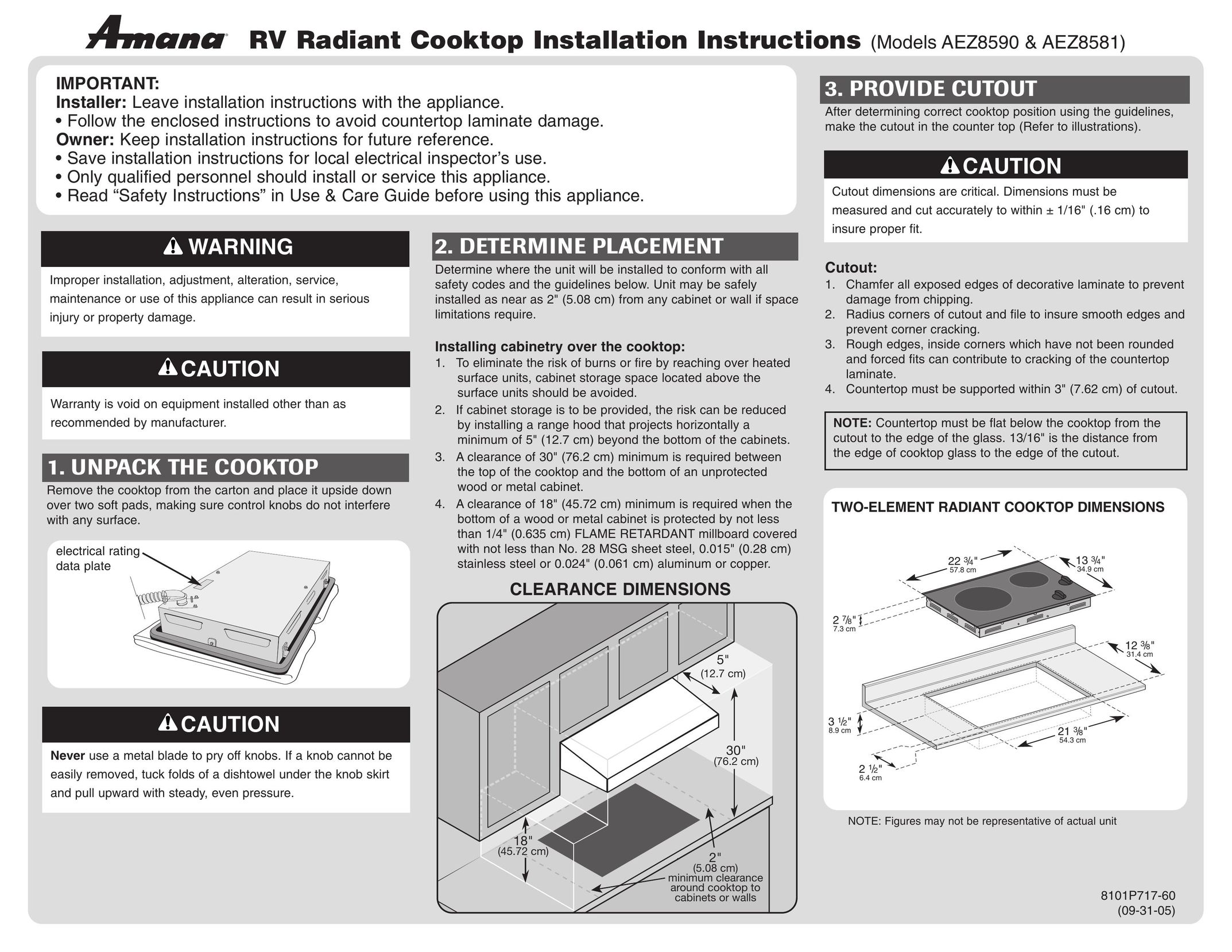 Amana AEZ8590 Cooktop User Manual