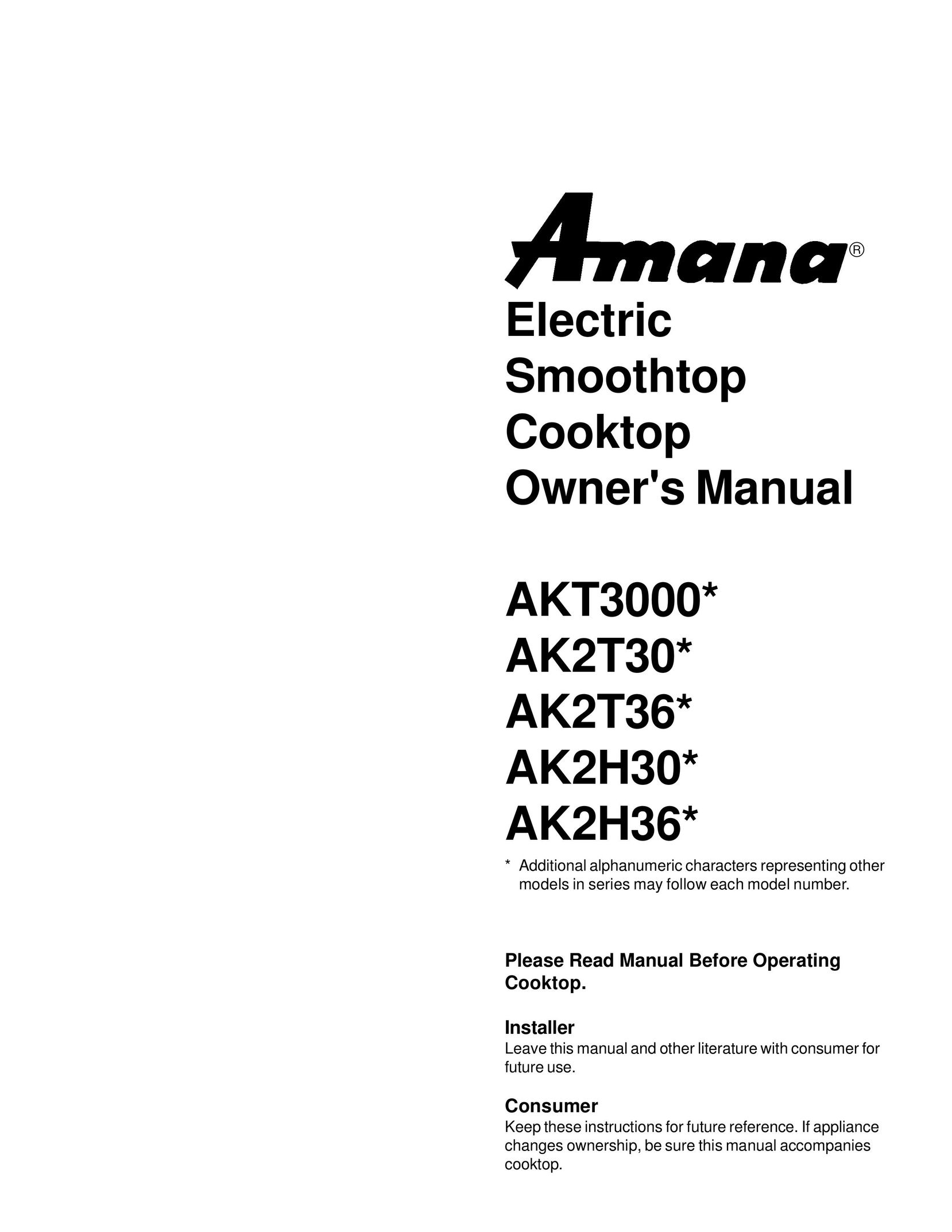 Amana AKT3000* Cooktop User Manual